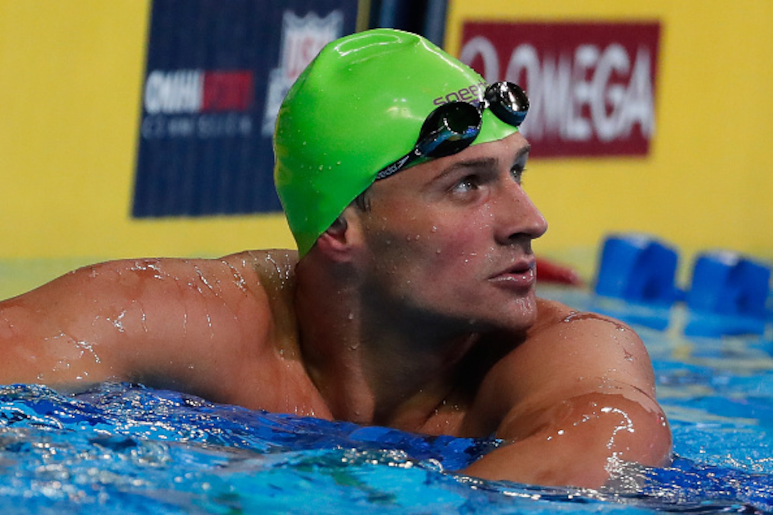 OMAHA, NE - JUNE 30:  Ryan Lochte of the United States reacts after competing in a semi-final heat for the Men's 200 Meter Individual Medley during Day Five of the 2016 U.S. Olympic Team Swimming Trials at CenturyLink Center on June 30, 2016 in Omaha, Neb