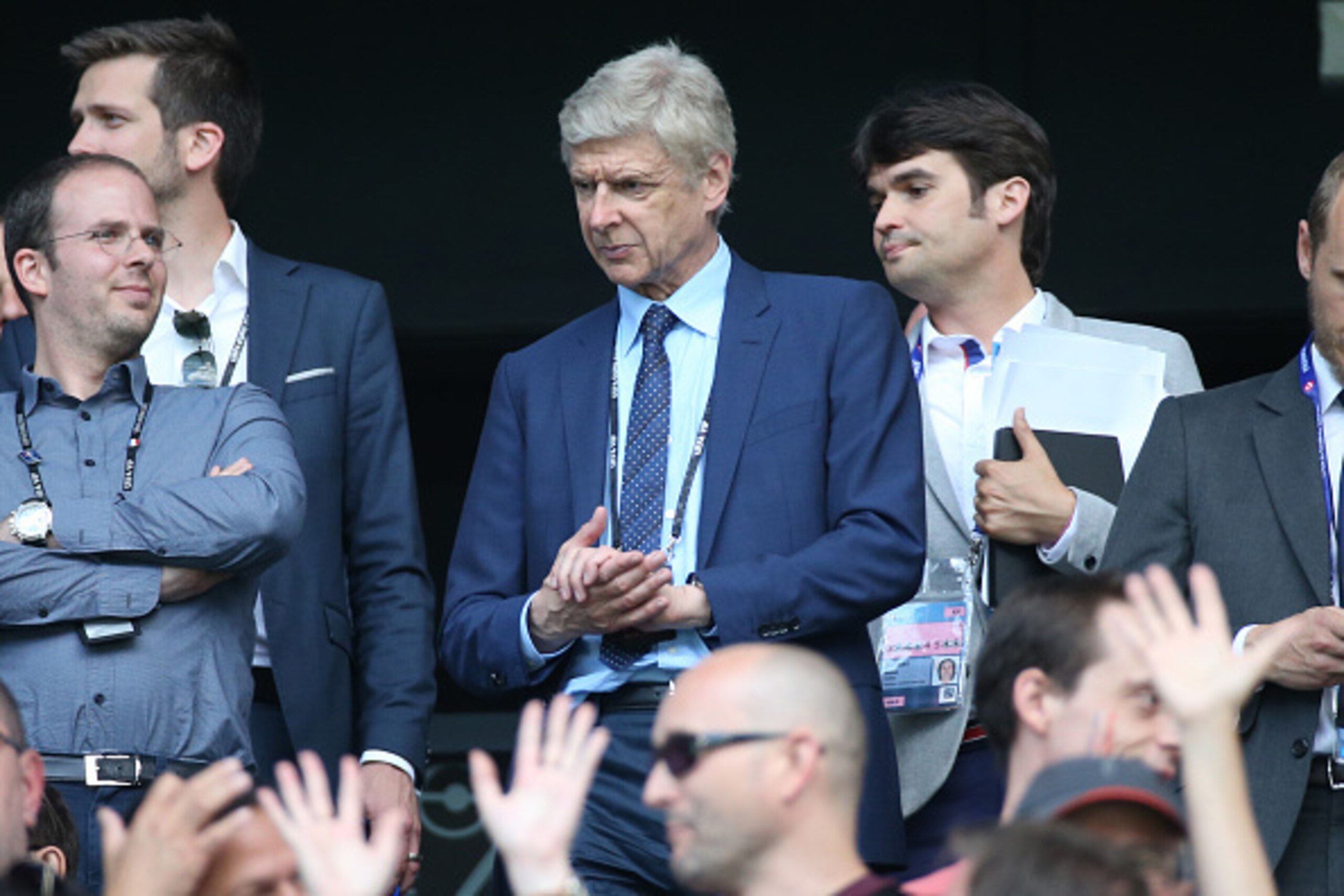 LYON, FRANCE - JUNE 26: Arsene Wenger attends the UEFA EURO 2016 round of 16 match between France and Republic of Ireland at Stade des Lumieres, Parc OL on June 26, 2016 in Lyon, France. (Photo by Jean Catuffe/Getty Images)