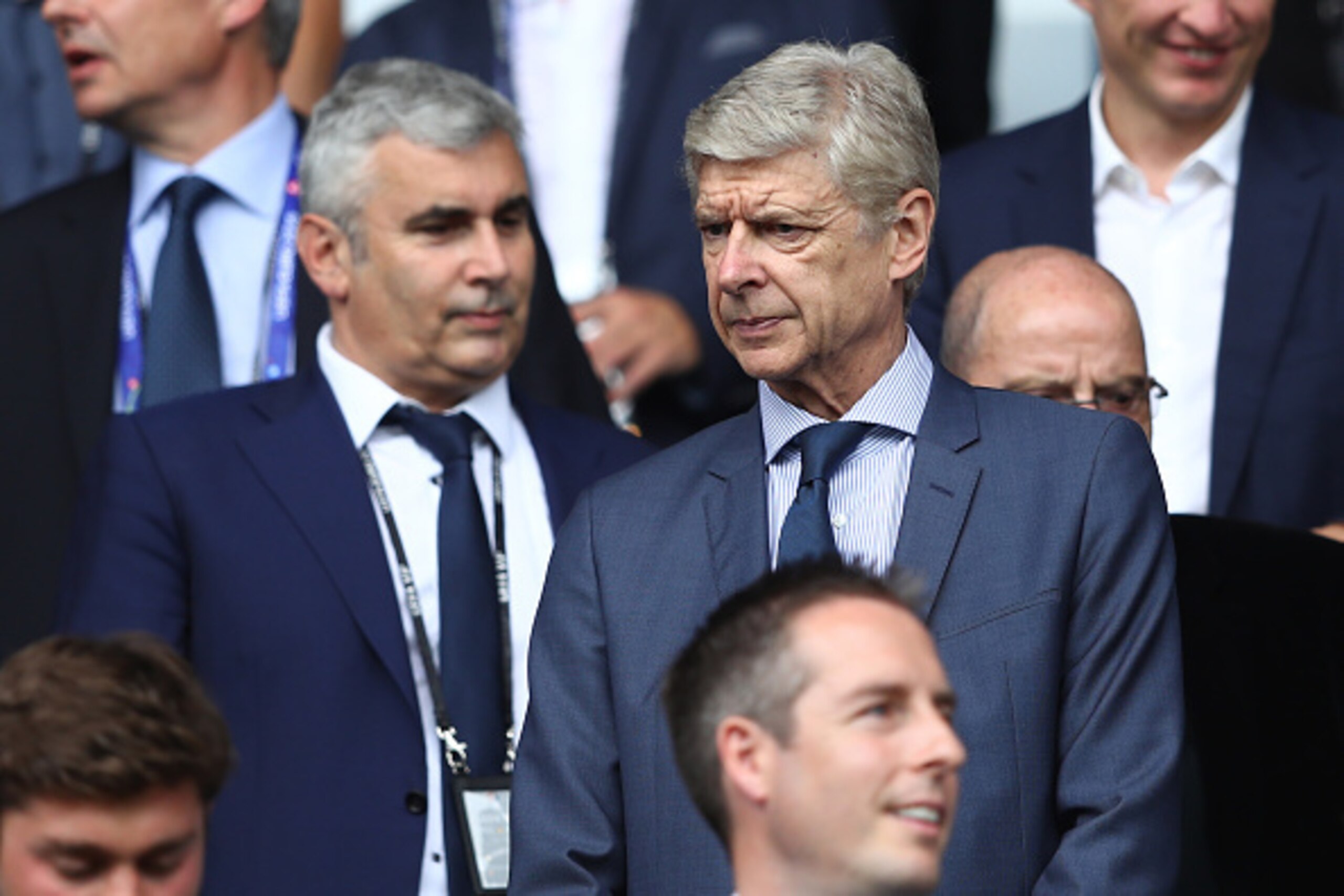 PARIS, FRANCE - JUNE 21: Arsenal manager Arsene Wenger is seen in the stand prior to the UEFA EURO 2016 Group C match between Northern Ireland and Germany at Parc des Princes on June 21, 2016 in Paris, France.  (Photo by Clive Mason/Getty Images)