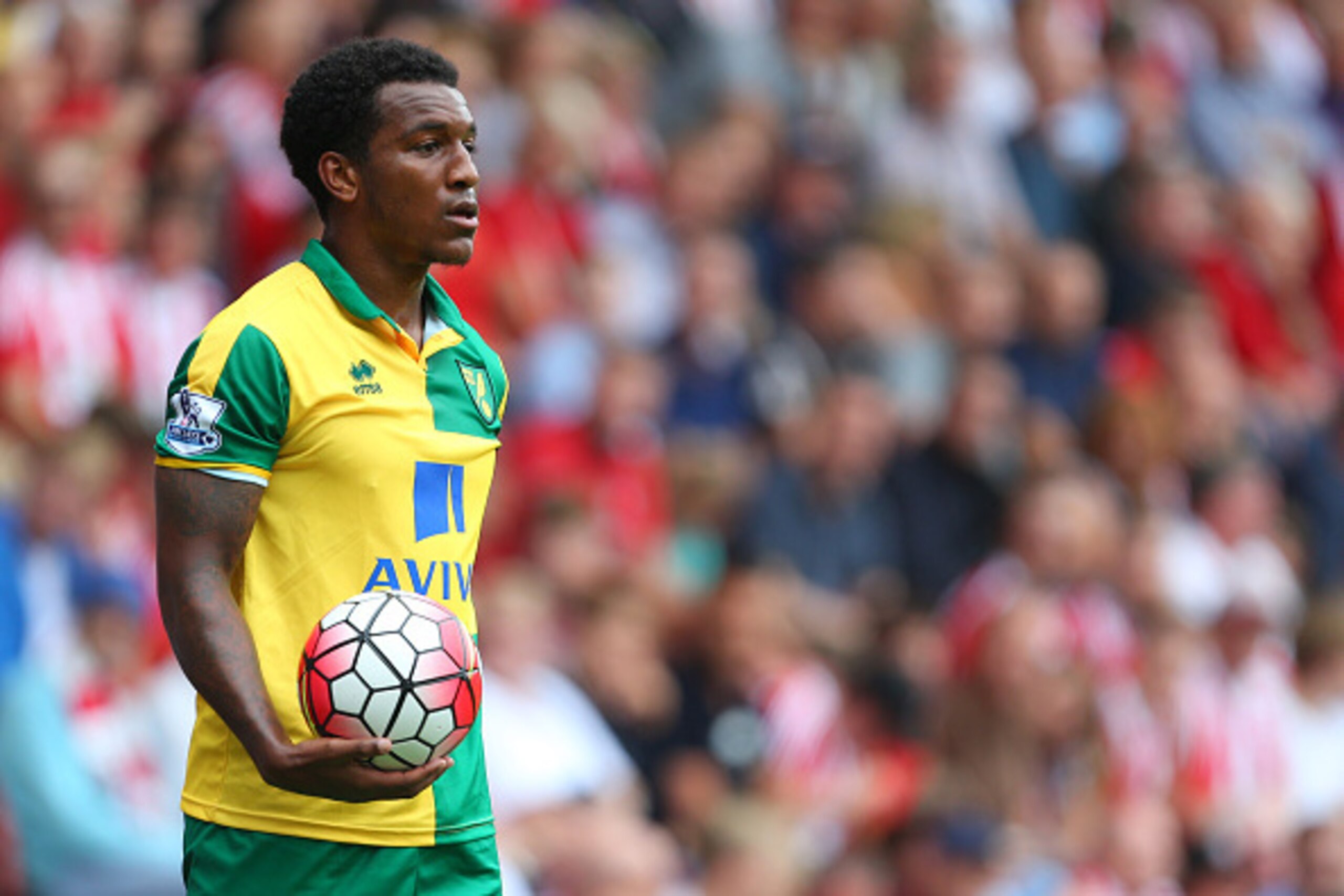 SOUTHAMPTON, ENGLAND - AUGUST 30:  Andre Wisdom of Norwich City during the Barclays Premier League match between Southampton and Norwich City on August 30, 2015 in Southampton, United Kingdom.  (Photo by Catherine Ivill - AMA/Getty Images)