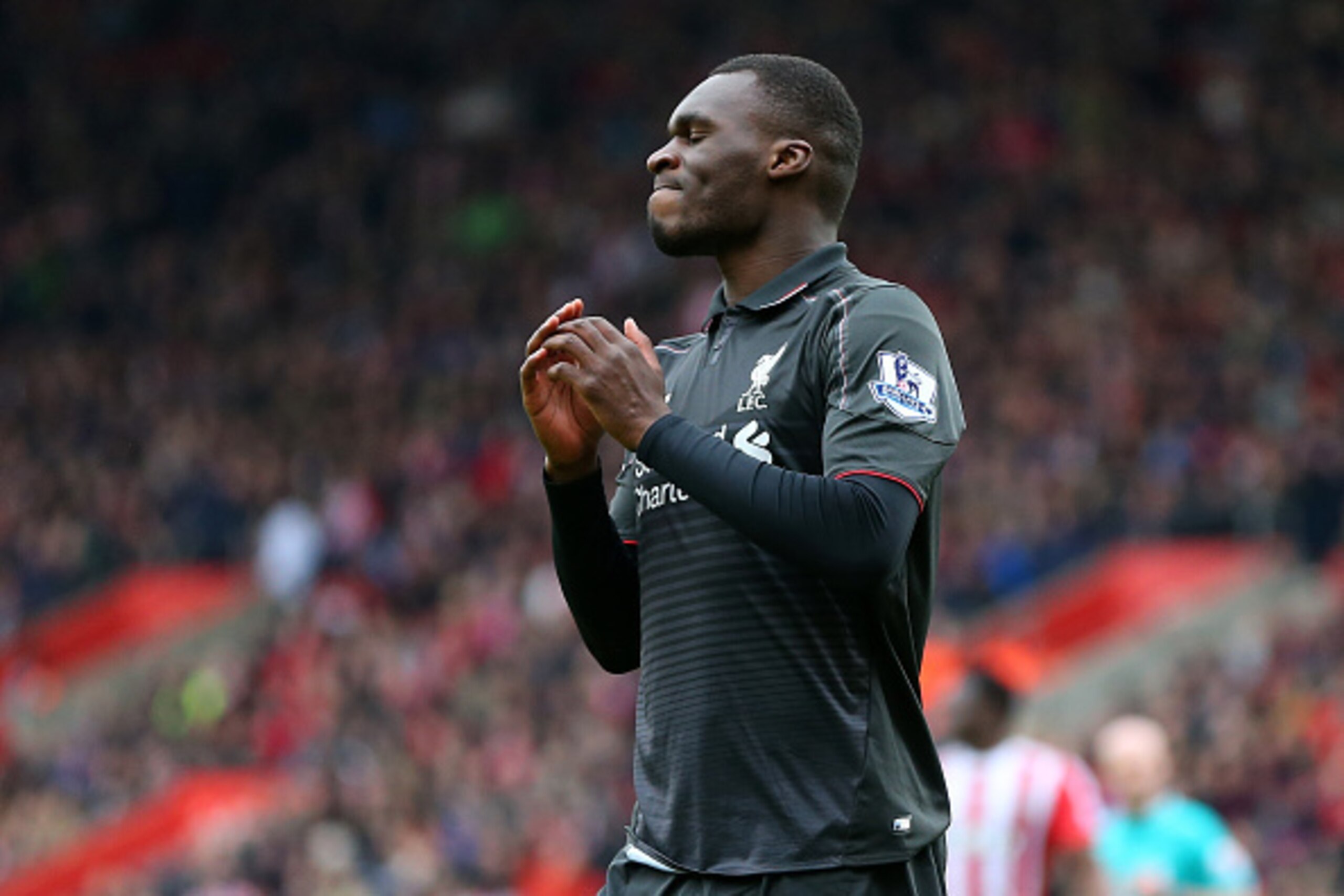 SOUTHAMPTON, ENGLAND - MARCH 20:  Christian Benteke of Liverpool reacts after missing a chance during the Barclays Premier League match between Southampton and Liverpool on March 20, 2016 in Southampton, United Kingdom.  (Photo by Catherine Ivill - AMA/Ge