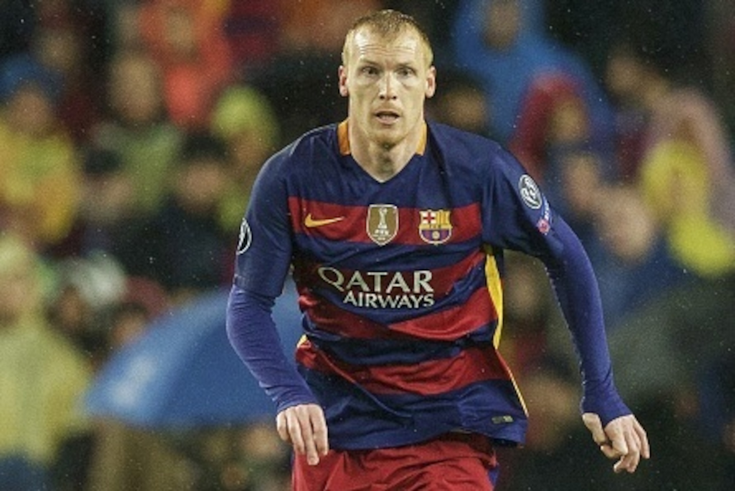 Jeremy Mathieu of FC Barcelona during the UEFA Champions League round of 16 match between FC Barcelona and Arsenal on March 16, 2015 at the CampNou stadium in Barcelona, Spain.(Photo by VI Images via Getty Images) Jeremy Mathieu of FC Barcelona during the UEFA Champions League round of 16 match between FC Barcelona and Arsenal on March 16, 2015 at the CampNou stadium in Barcelona, Spain.(Photo by VI Images via Getty Images)