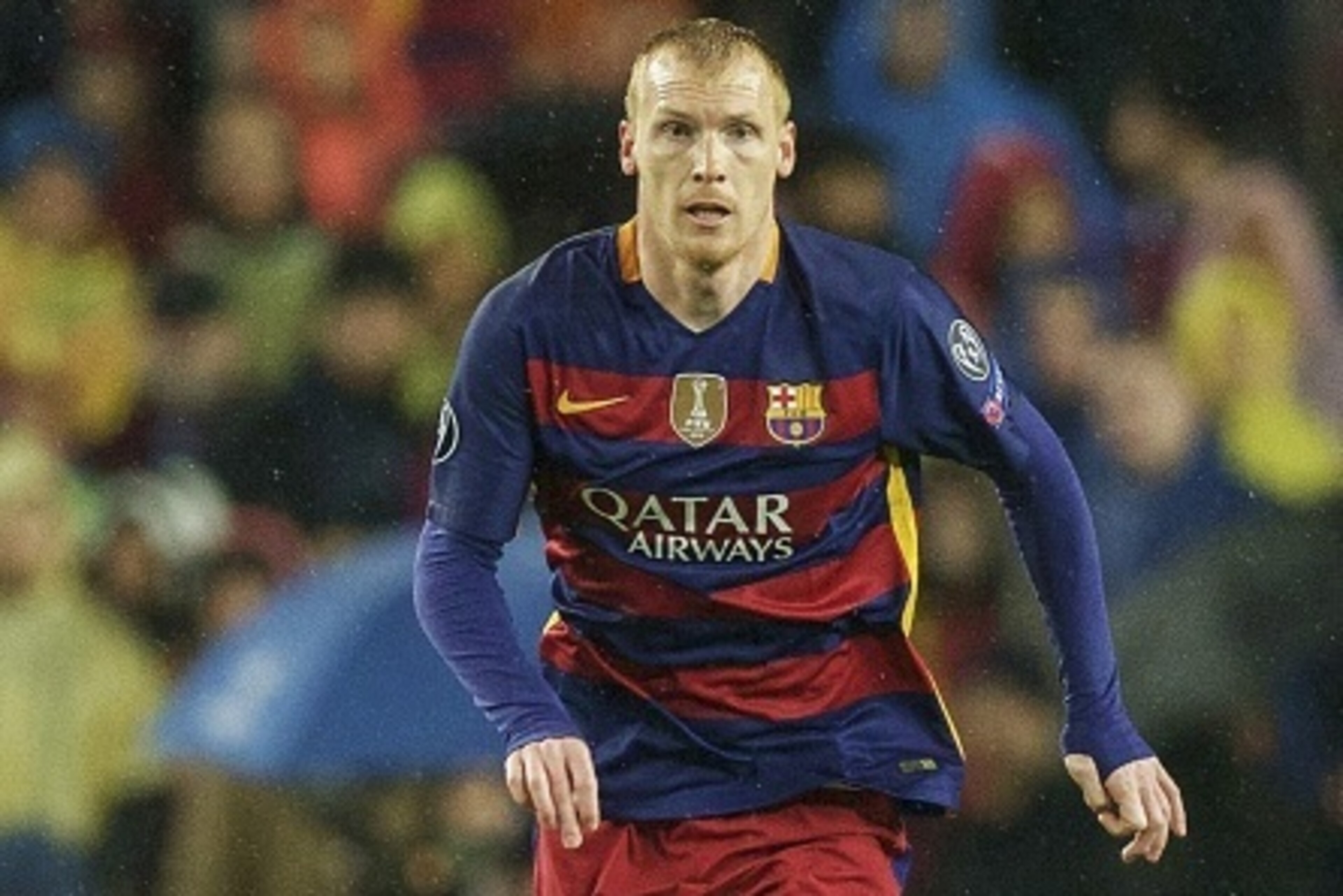Jeremy Mathieu of FC Barcelona during the UEFA Champions League round of 16 match between FC Barcelona and Arsenal on March 16, 2015 at the CampNou stadium in Barcelona, Spain.(Photo by VI Images via Getty Images)