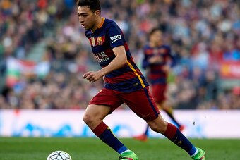 BARCELONA, SPAIN - MARCH 12:  Munir of Barcelona runs with the ball during the La Liga match between FC Barcelona and Getafe CF at Camp Nou on March 12, 2016 in Barcelona, Spain.  (Photo by Manuel Queimadelos Alonso/Getty Images)