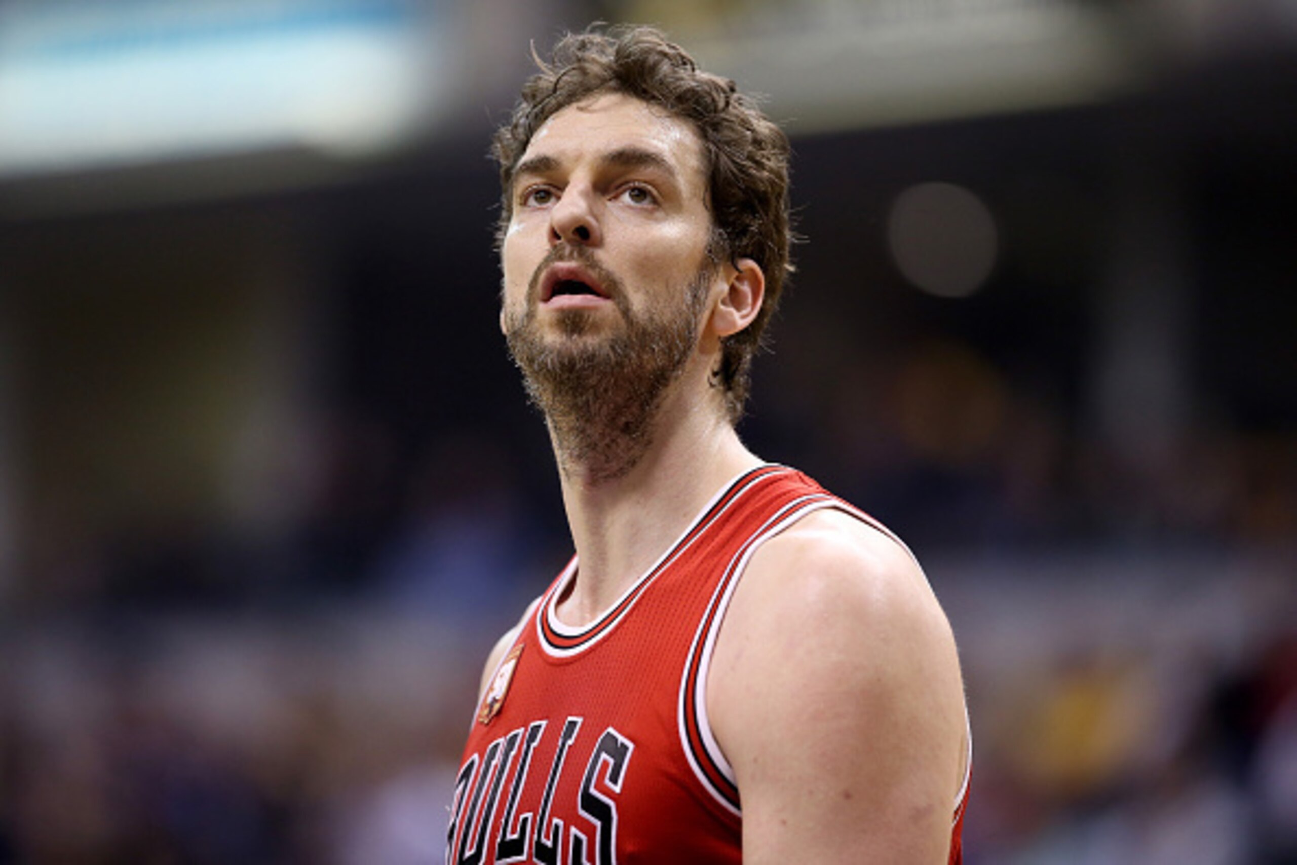 INDIANAPOLIS, INDIANA - MARCH 29:  Pau Gasol #16 of the Chicago Bulls watches the action during the game against the Indiana Pacers at Bankers Life Fieldhouse on March 29, 2016 in Indianapolis, Indiana. NOTE TO USER: User expressly acknowledges and agrees