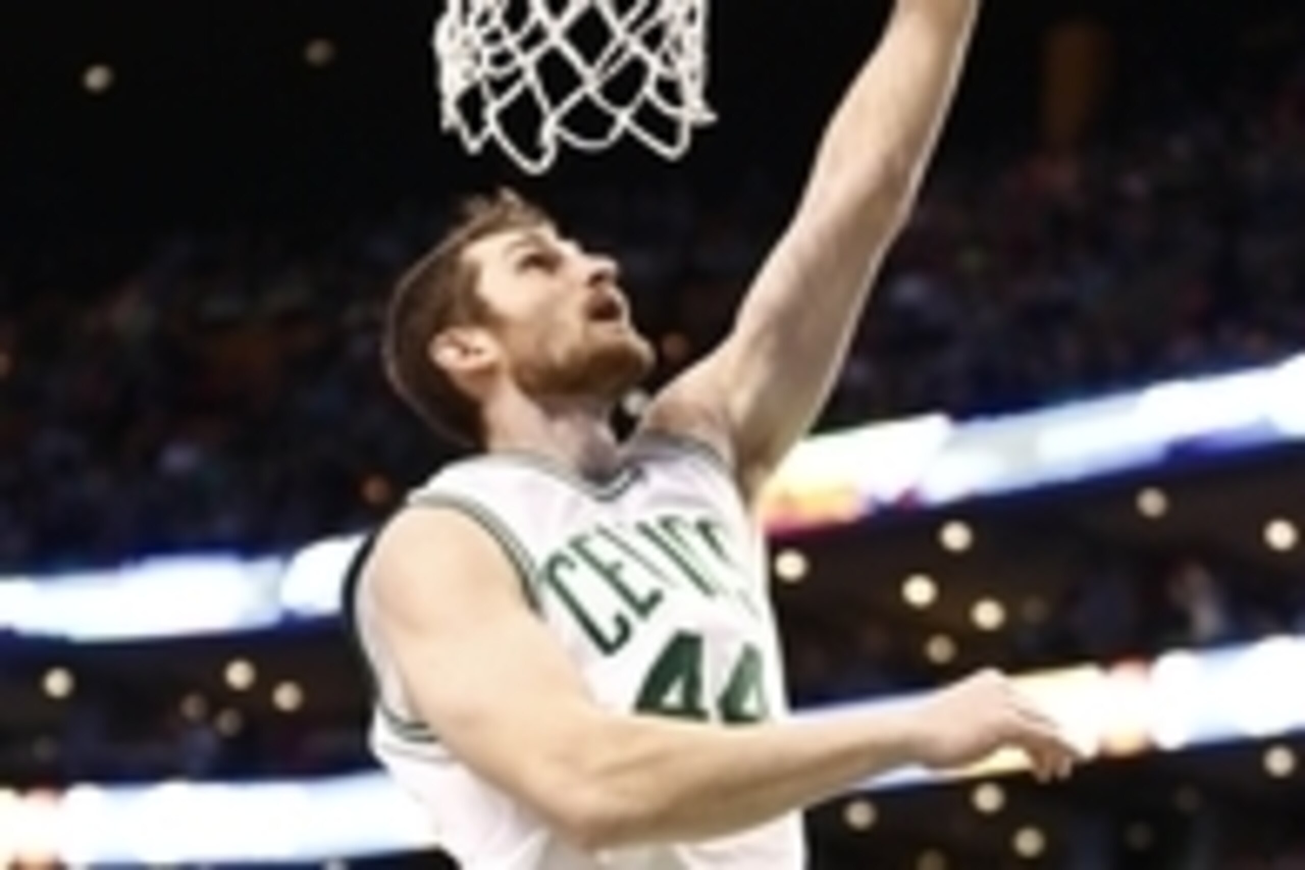Apr 8, 2016; Boston, MA, USA; Boston Celtics center Tyler Zeller (44) shoots the ball against the Milwaukee Bucks during the second half at TD Garden. Mandatory Credit: Mark L. Baer-USA TODAY Sports