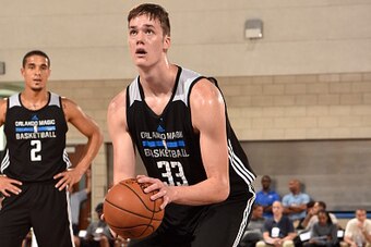 ORLANDO, FL - JULY 4:  Stephen Zimmerman #33 of the Orlando Magic Blue prepares to shoot a free throw against the Detroit Pistons during the Orlando Summer League on July 4, 2016 at Amway Center in Orlando, Florida. NOTE TO USER: User expressly acknowledg