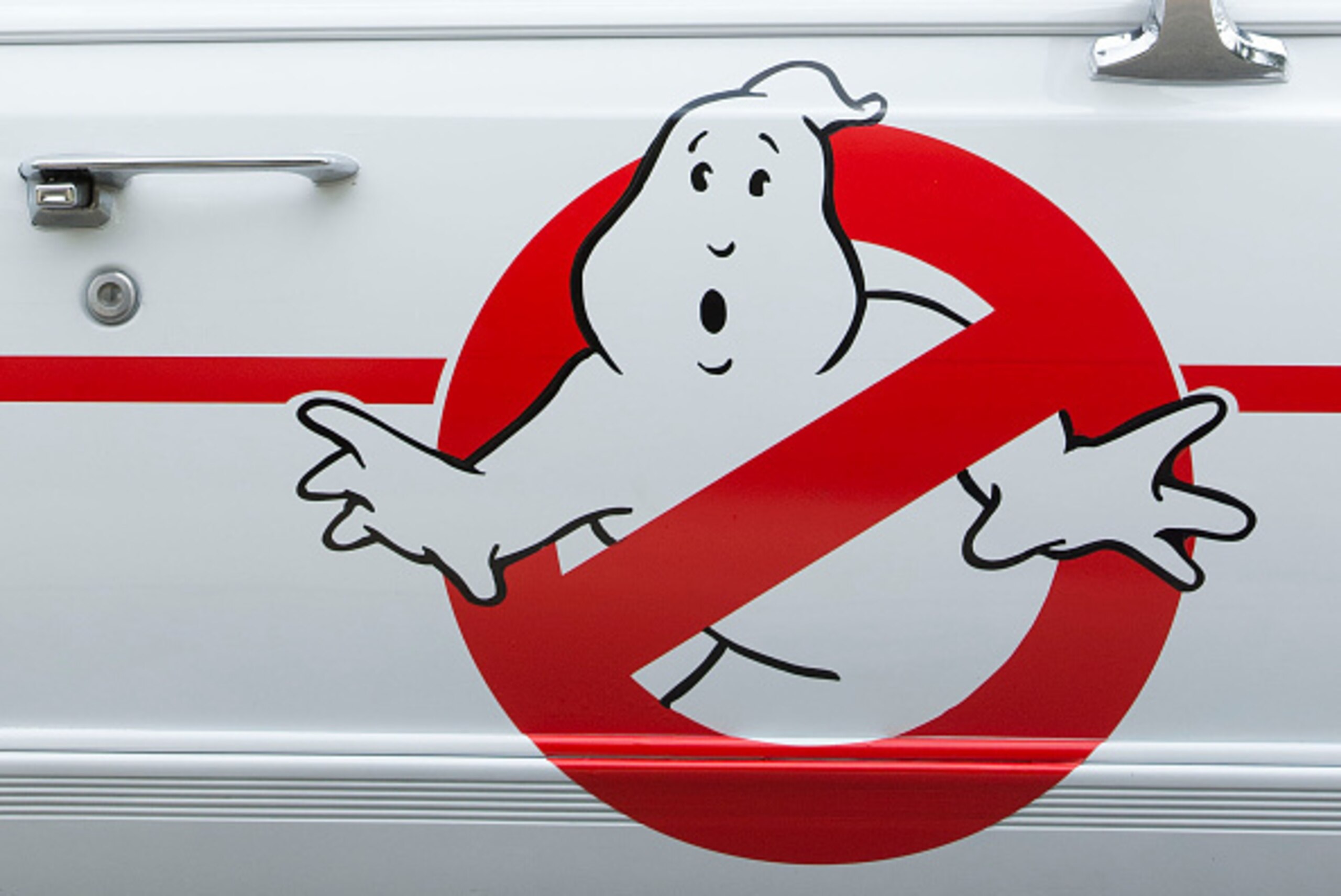 The Ghostbusters company car, Ecto1 is seen driving through the streets of Beverly Hills, during Lyft Ghost Mode, In Partnership With Sony And 'Ghostbusters'  in Hollywood, California, on July 1, 2016.
The promotion for the new 'Ghostbusters' reboot offer