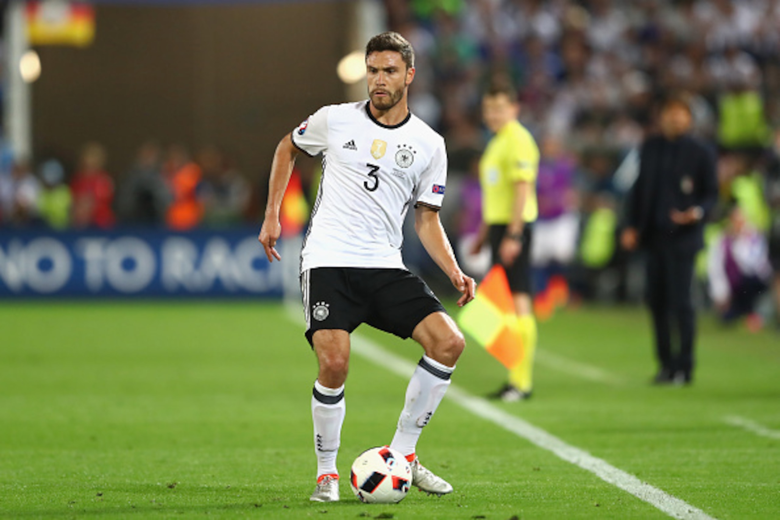 BORDEAUX, FRANCE - JULY 02:  Jonas Hector of Germany runs with the ball during the UEFA EURO 2016 quarter final match between Germany and Italy at Stade Matmut Atlantique on July 2, 2016 in Bordeaux, France.  (Photo by Alexander Hassenstein/Getty Images)