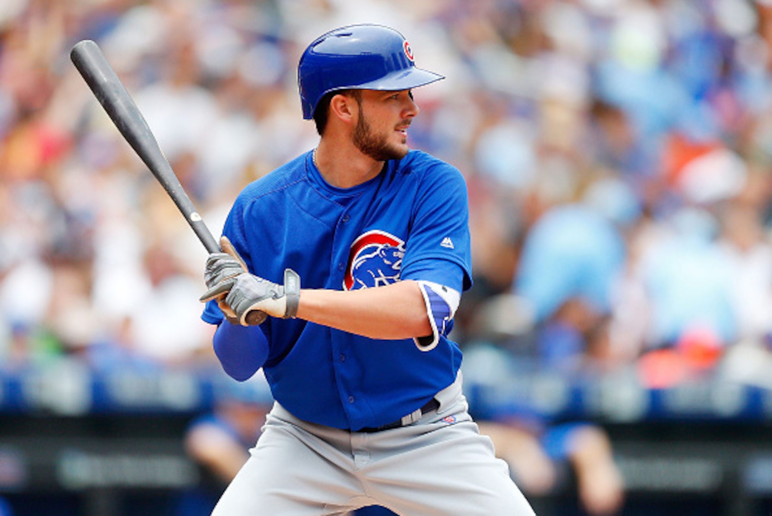 NEW YORK, NY - JULY 03:  Kris Bryant #17 of the Chicago Cubs in action against the New York Mets at Citi Field on July 3, 2016 in the Flushing neighborhood of the Queens borough of New York City. The Mets defeated the Cubs 14-3.  (Photo by Jim McIsaac/Get