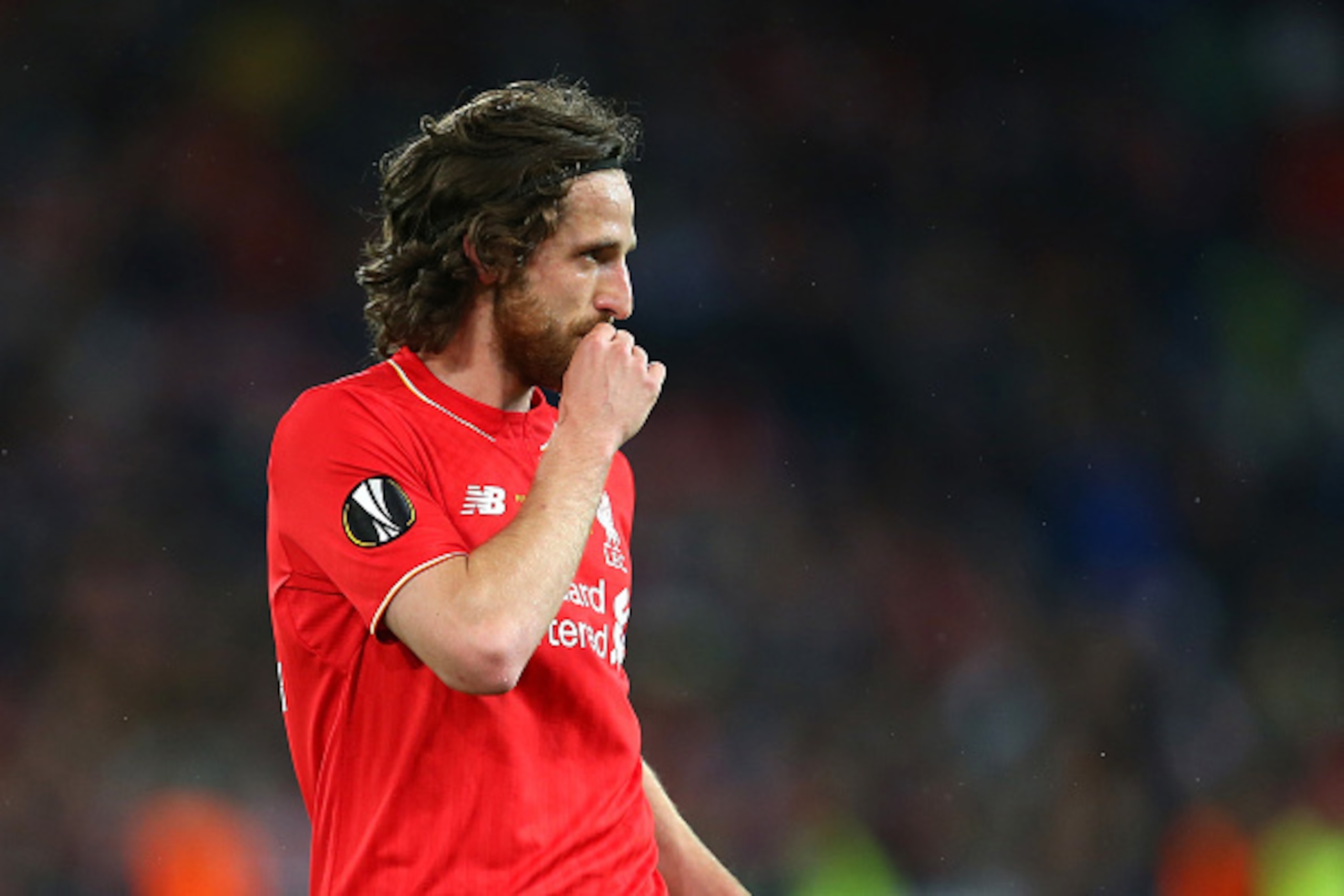 BASEL, SWITZERLAND - MAY 18:  Joe Allen of Liverpool reacts during the UEFA Europa League Final between Liverpool and Sevilla at St. Jakob-Park on May 18, 2016 in Basel, Switzerland.  (Photo by Catherine Ivill - AMA/Getty Images)