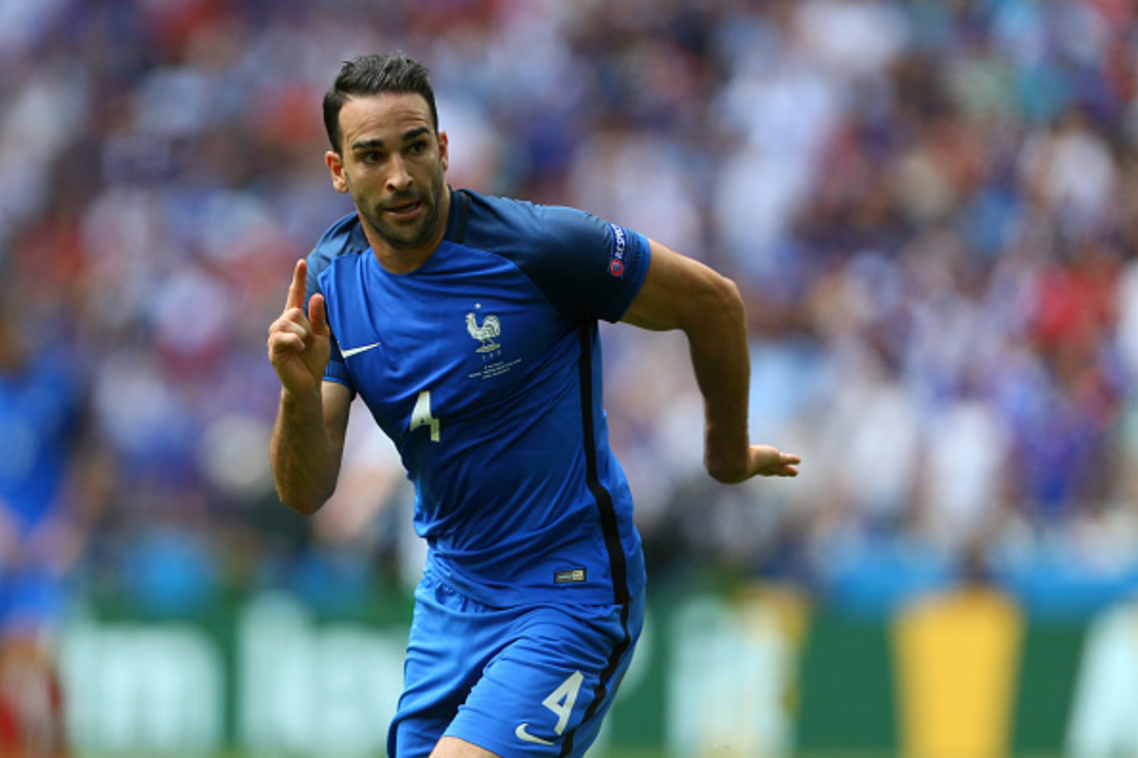 LYON, FRANCE - JUNE 26:  Adil Rami of France during the UEFA EURO 2016 Round of 16 match between France and Republic of Ireland at Stade des Lumieres on June 26, 2016 in Lyon, France. (Photo by Catherine Ivill - AMA/Getty Images)