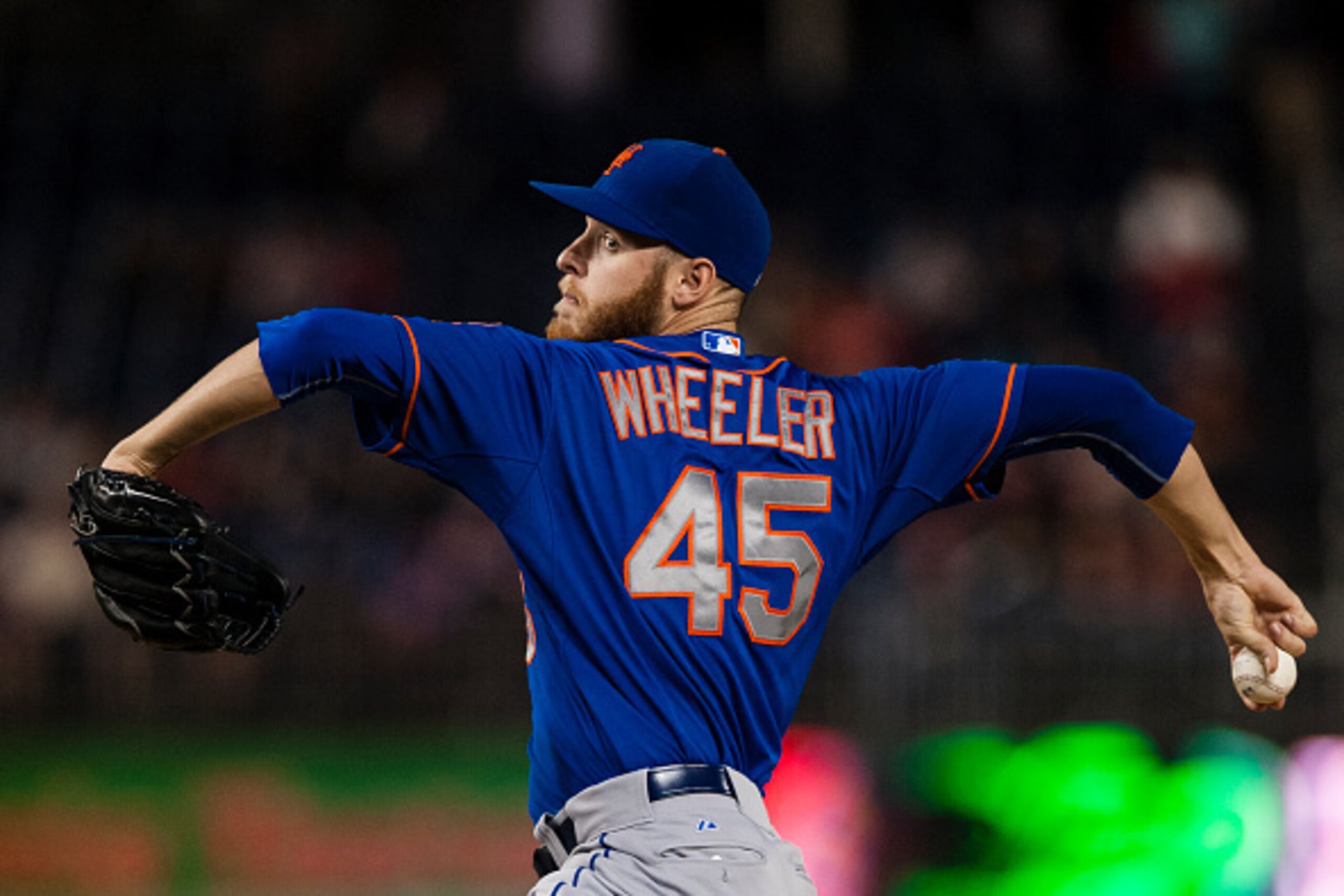 WASHINGTON, DC - SEPTEMBER 25: Zack Wheeler #45 of the New York Mets pitches during game two of a doubleheader baseball game against the Washington Nationals on September 25, 2014 at Nationals Park in Washington, DC. (Photo by Patrick McDermott/Washingt WASHINGTON, DC - SEPTEMBER 25: Zack Wheeler #45 of the New York Mets pitches during game two of a doubleheader baseball game against the Washington Nationals on September 25, 2014 at Nationals Park in Washington, DC. (Photo by Patrick McDermott/Washingt