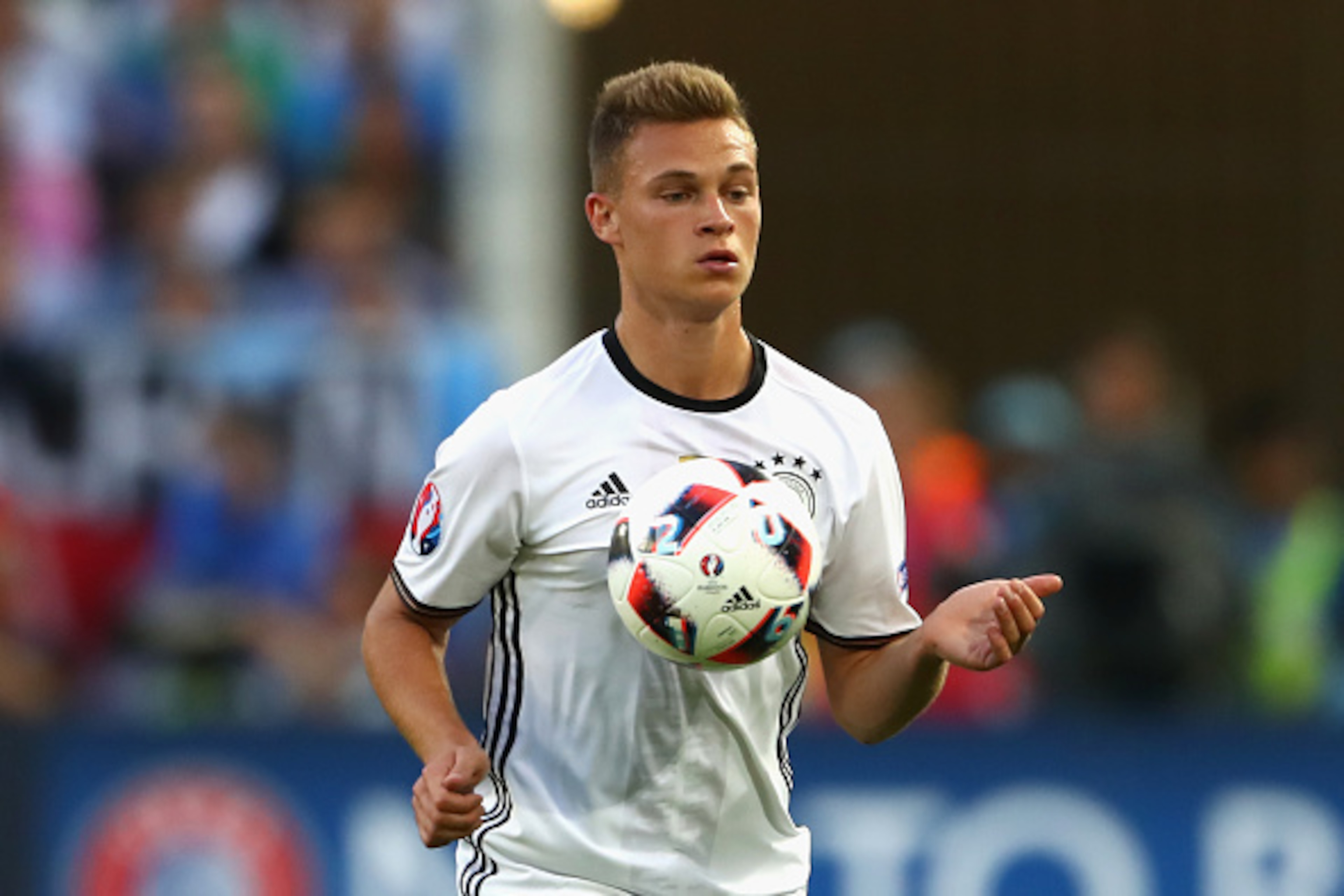 BORDEAUX, FRANCE - JULY 02:  Joshua Kimmich of Germany runs with the ball during the UEFA EURO 2016 quarter final match between Germany and Italy at Stade Matmut Atlantique on July 2, 2016 in Bordeaux, France.  (Photo by Alexander Hassenstein/Getty Images