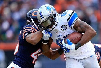 CHICAGO, IL - DECEMBER 21:  Wide receiver Calvin Johnson #81 of the Detroit Lions in action during the game against the Chicago Bears at Soldier Field on December 21, 2014 in Chicago, Illinois.  (Photo by Jamie Squire/Getty Images)