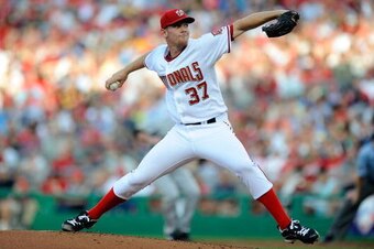 WASHINGTON - JUNE 08:  Stephen Strasburg #37 of the Washington Nationals pitches in his major league debut against the Pittsburgh Pirates at Nationals Park on June 8, 2010 in Washington, DC.  (Photo by G Fiume/Getty Images)