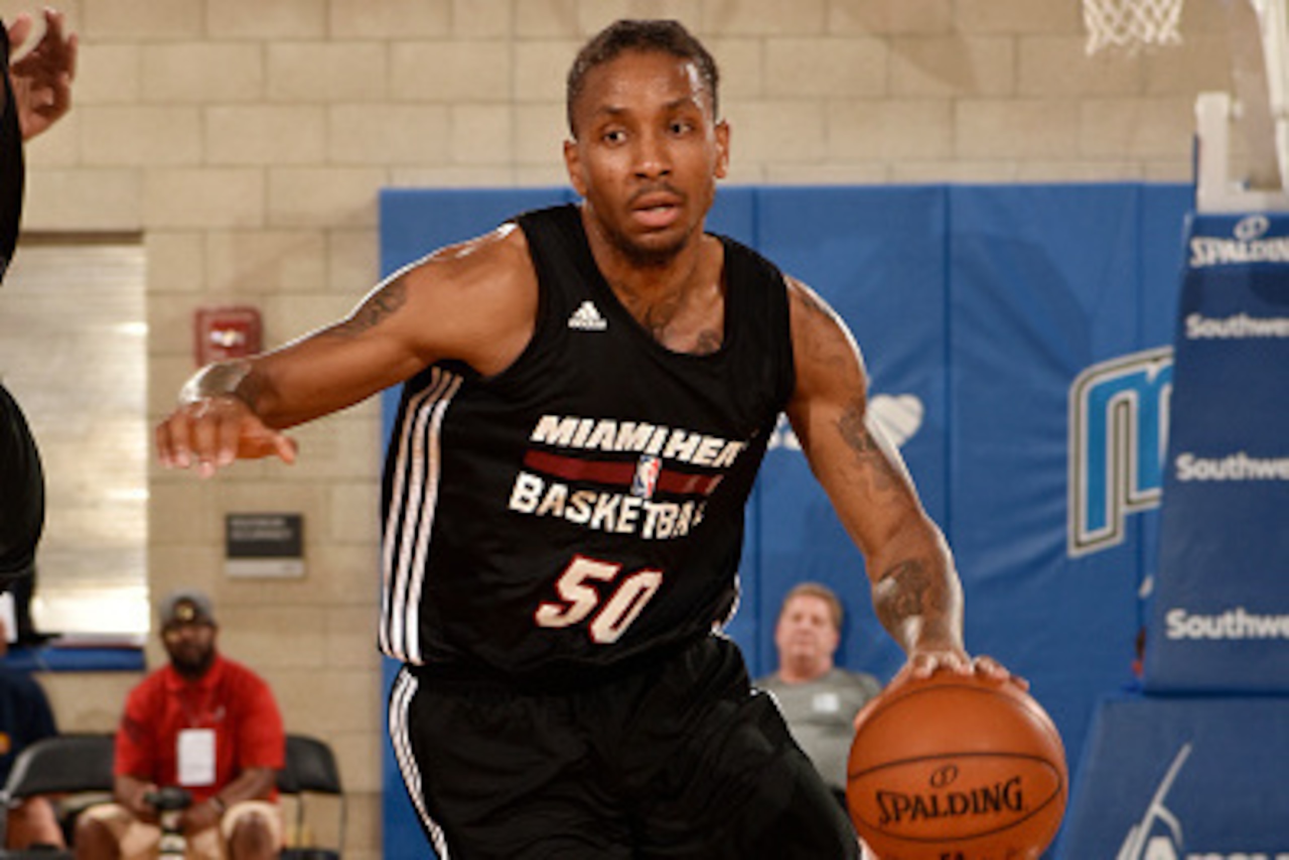 ORLANDO, FL - JULY 2:  Rodney McGruder #50 of Miami Heat handles the ball against the Los Angeles Clippers on July 2, 2016 during Summer League at the Amway Center in Orlando, Florida. NOTE TO USER: User expressly acknowledges and agrees that, by download