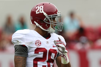 Apr 18, 2015; Tuscaloosa, AL, USA; Alabama Crimson Tide defensive back Anthony Averett (28) during the A-day game at Bryant Denny Stadium. Mandatory Credit: Marvin Gentry-USA TODAY Sports