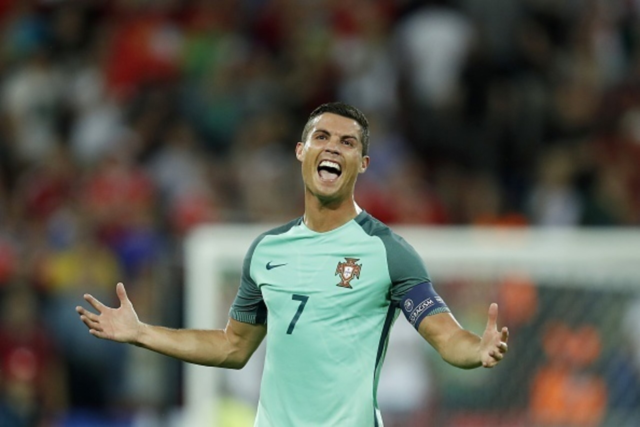 Cristiano Ronaldo of Portugal during the UEFA EURO semi-final match between Portugal and Wales on July 6, 2016 at the Stade de Lyon in Lyon, France.(Photo by VI Images via Getty Images)