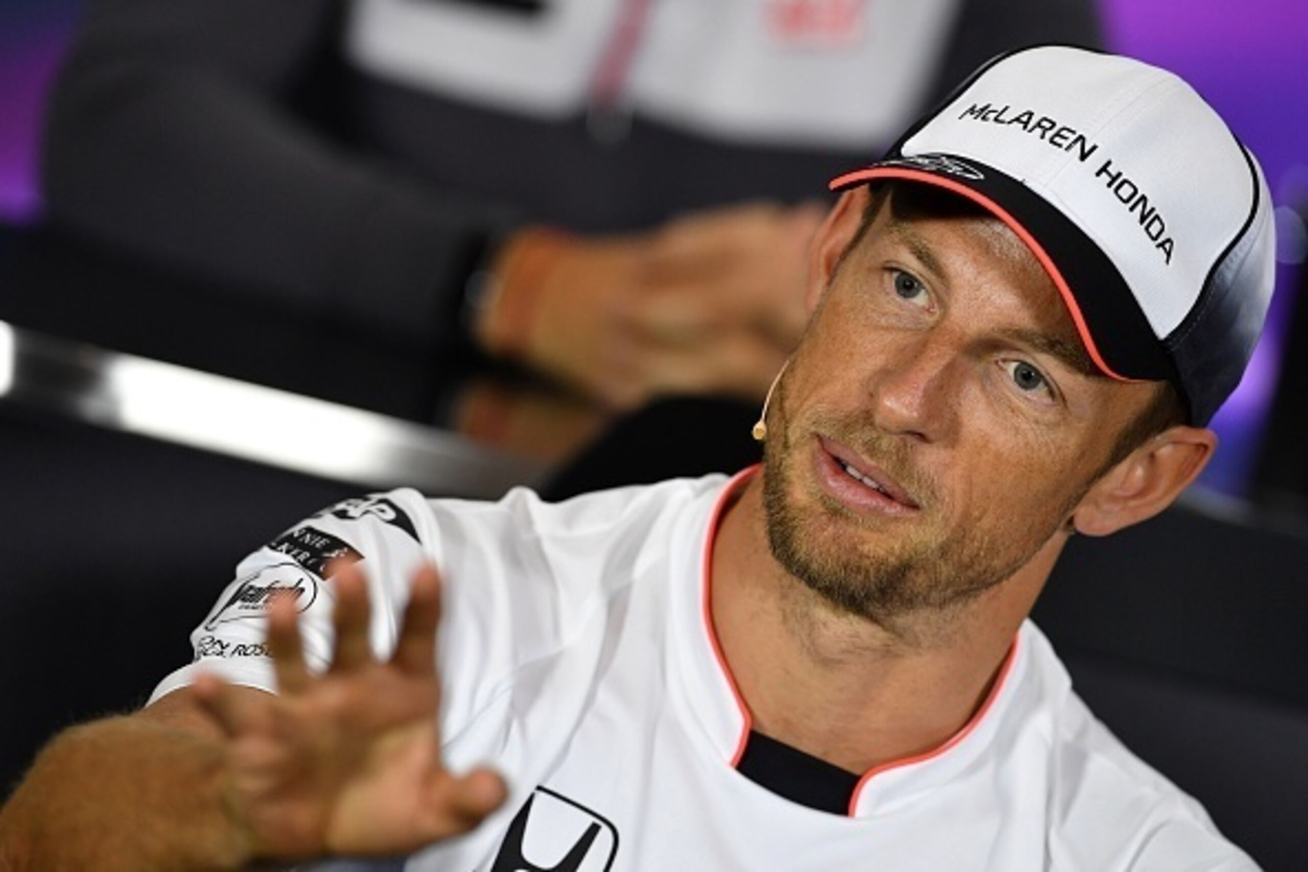 McLaren Honda's British driver Jenson Button takes part in a joint press conference at the Silverstone circuit in Silverstone on July 7, 2016 ahead of the British Formula One Grand Prix. / AFP / Andrej ISAKOVIC (Photo credit should read ANDREJ ISAK McLaren Honda's British driver Jenson Button takes part in a joint press conference at the Silverstone circuit in Silverstone on July 7, 2016 ahead of the British Formula One Grand Prix. / AFP / Andrej ISAKOVIC (Photo credit should read ANDREJ ISAK