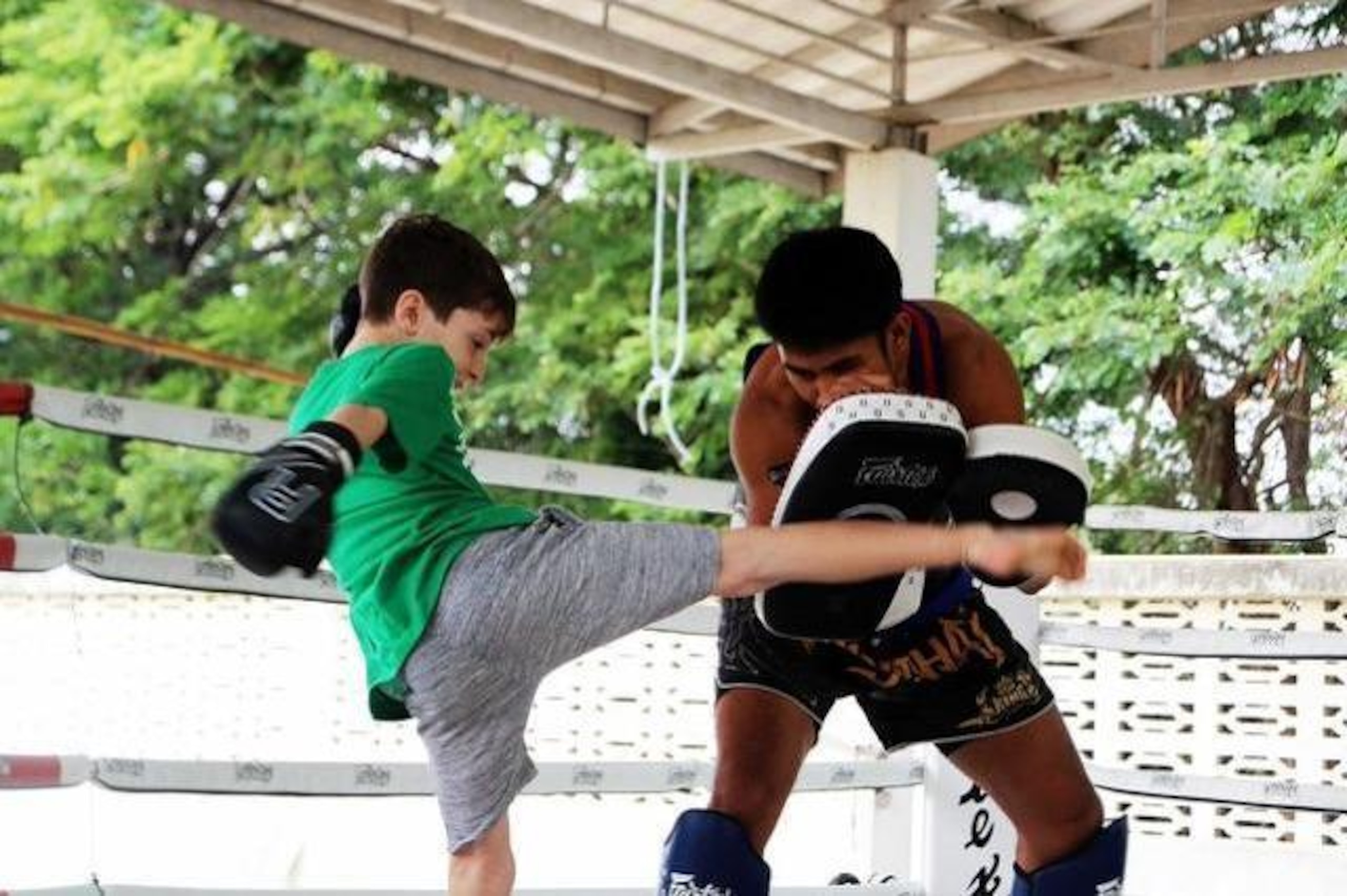 Brayden trains in Thailand.