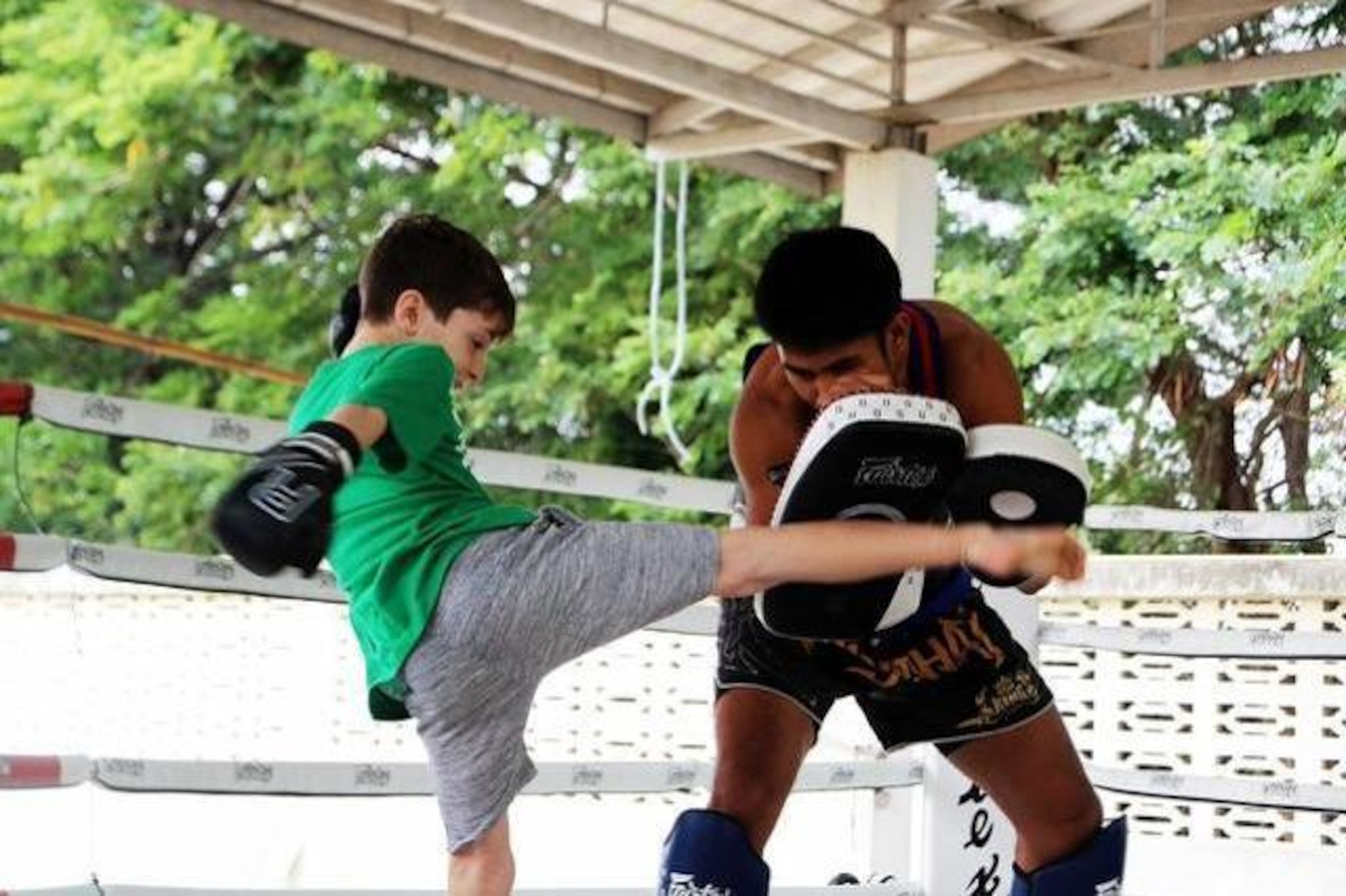 Brayden trains in Thailand.
