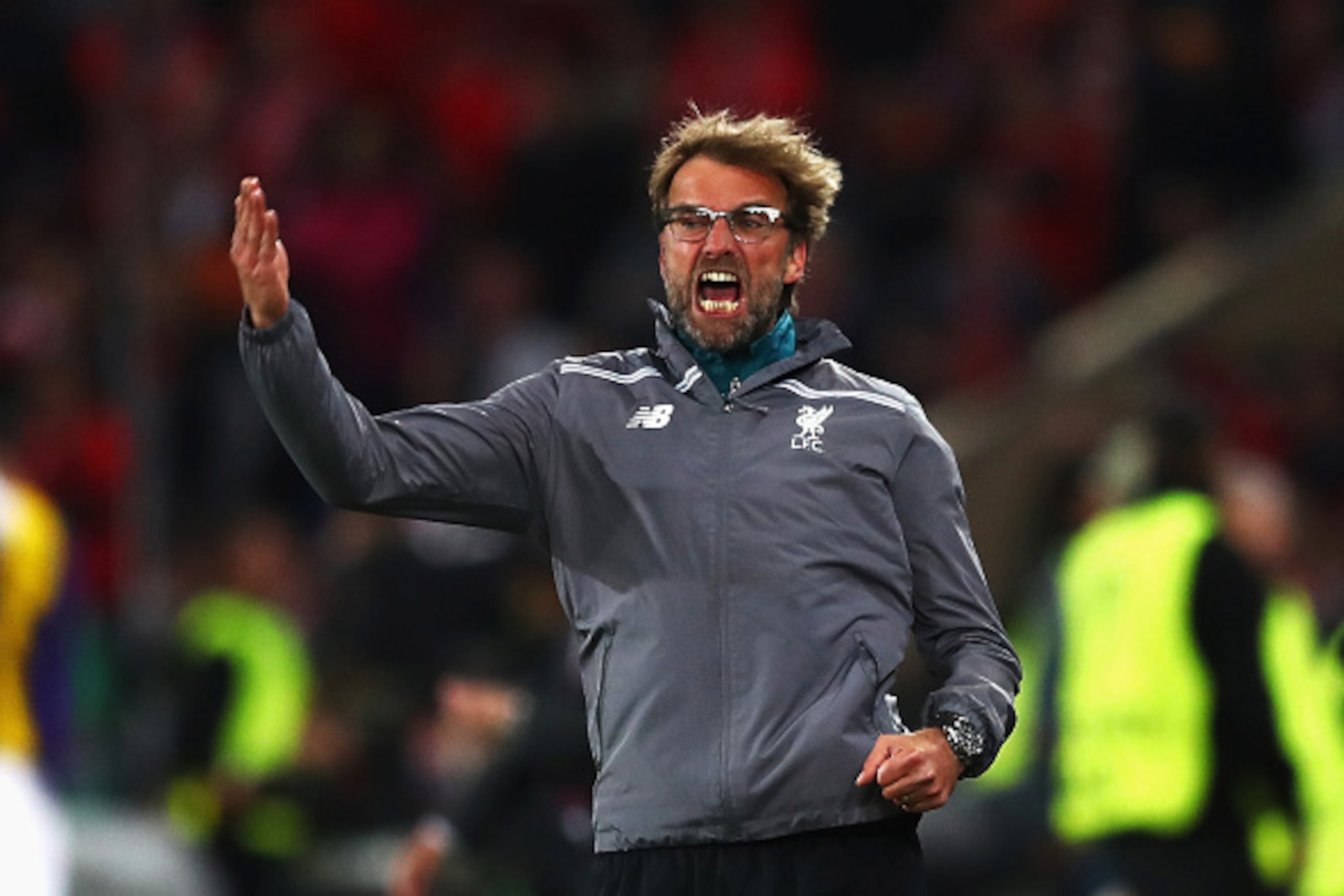 BASEL, SWITZERLAND - MAY 18: Jurgen Klopp, manager of Liverpool gestures during the UEFA Europa League Final match between Liverpool and Sevilla at St. Jakob-Park on May 18, 2016 in Basel, Switzerland.  (Photo by Michael Steele/Getty Images)