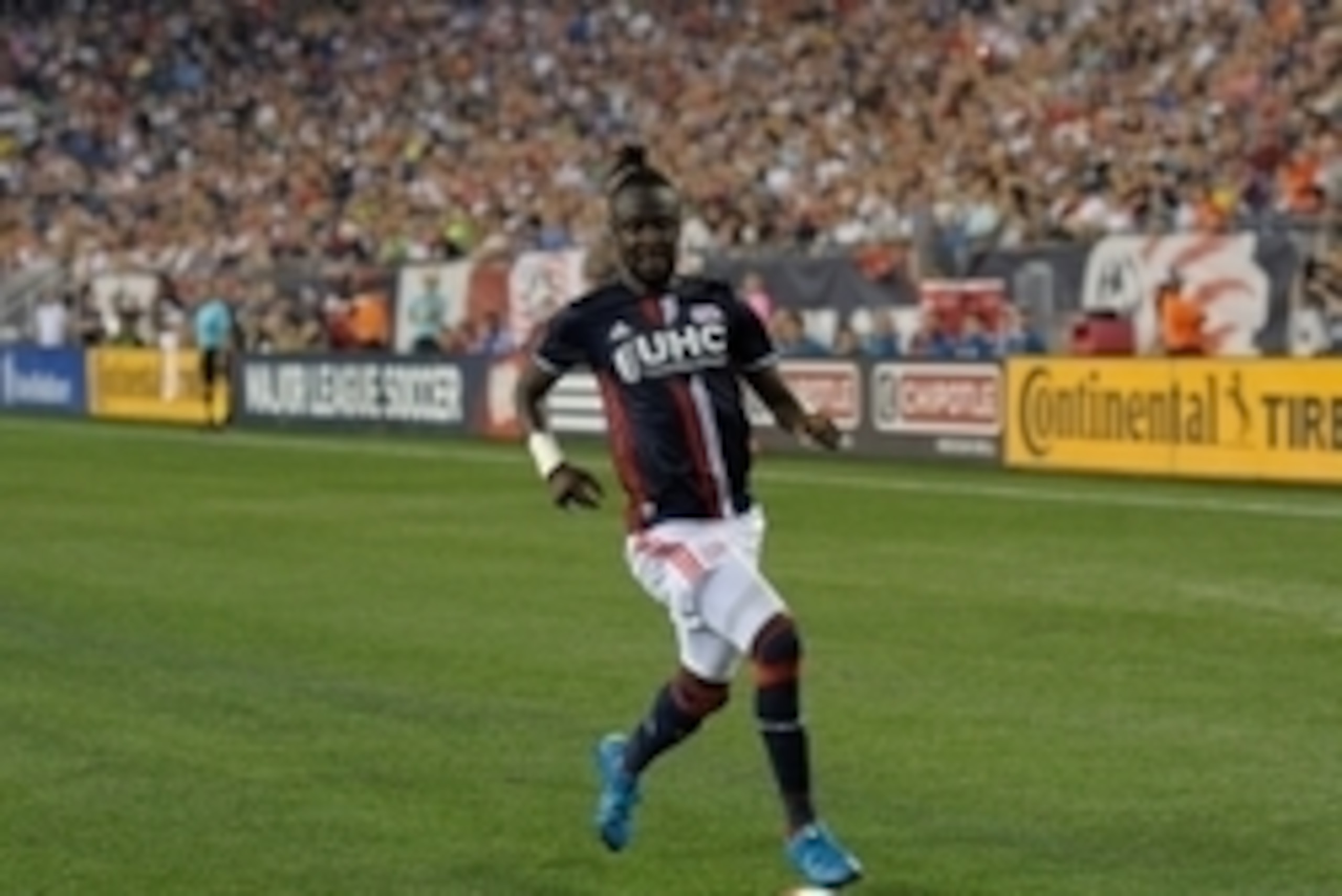 May 28, 2016; Foxborough, MA, USA; New England Revolution player Kei Kamara controls the ball during the second half against the Seattle Sounders at Gillette Stadium. Mandatory Credit: Bob DeChiara-USA TODAY Sports