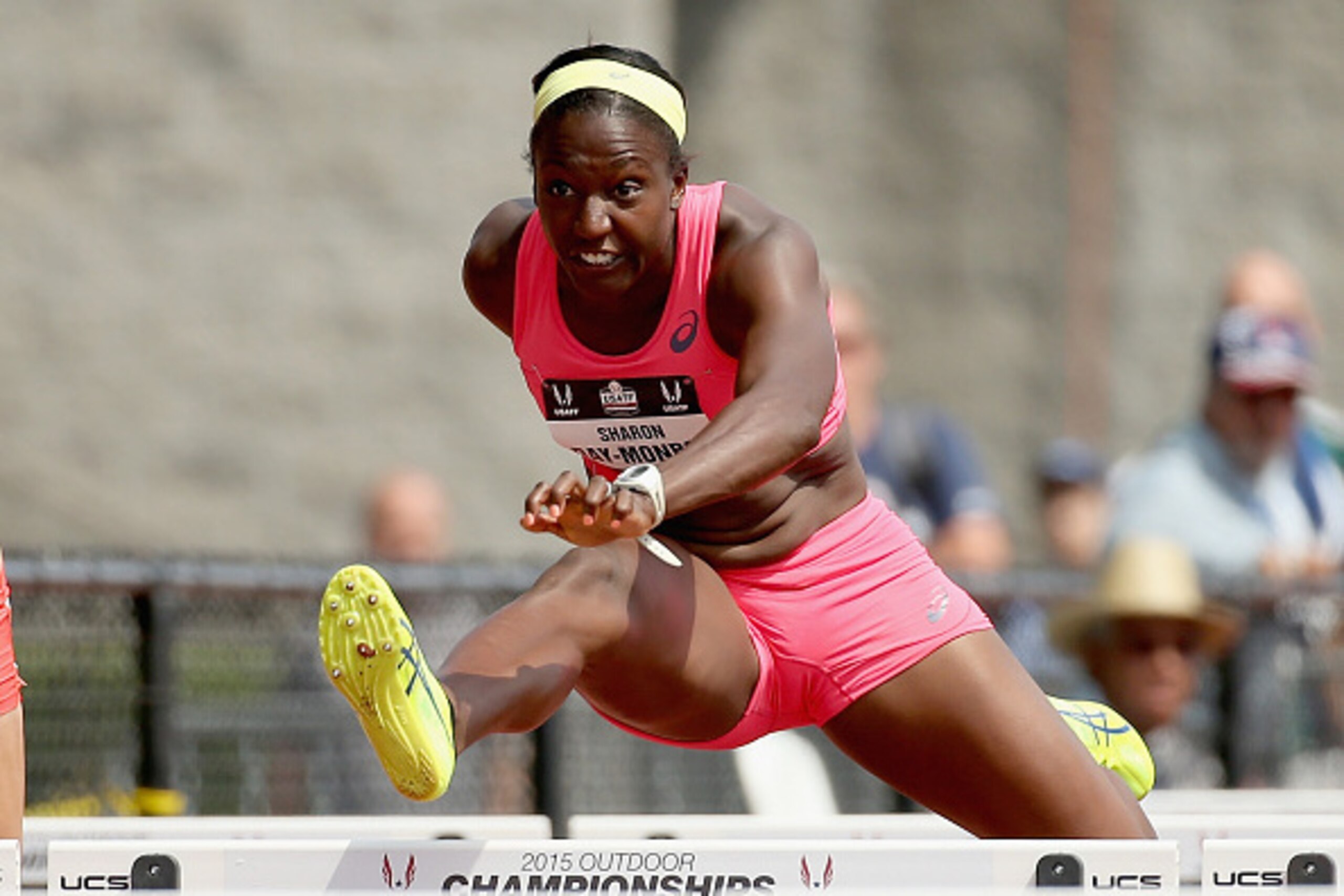 EUGENE, OR - JUNE 27:  Sharon Day-Monroe competes in the100 Meter Hurdles of the Heptathlon during day three of the 2015 USA Outdoor Track & Field Championships at Hayward Field on June 27, 2015 in Eugene, Oregon.  (Photo by Andy Lyons/Getty Images)