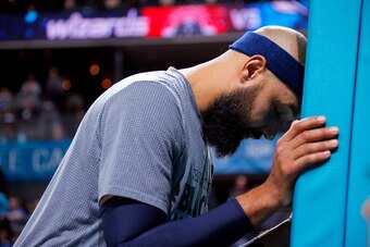 CHARLOTTE, NC - FEBRUARY 6: Drew Gooden #90 of the Washington Wizards leans against the stanchion during the game against the Charlotte Hornets on Februay 6, 2016 at Time Warner Cable Arena in Charlotte, North Carolina. NOTE TO USER: User expressly acknow