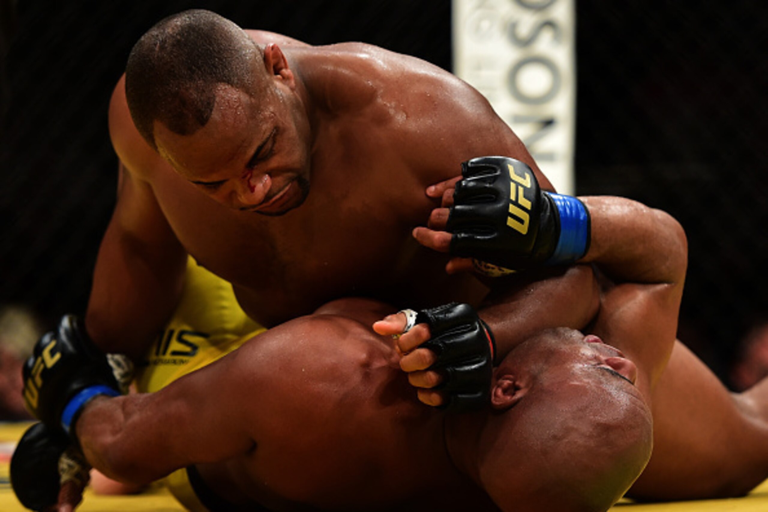 LAS VEGAS, NV - JULY 09: Daniel Cormier (top) elbows Anderson Silva of Brazil in their light heavyweight bout during the UFC 200 event on July 9, 2016 at T-Mobile Arena in Las Vegas, Nevada.  (Photo by Harry How/Zuffa LLC/Zuffa LLC via Getty Images)