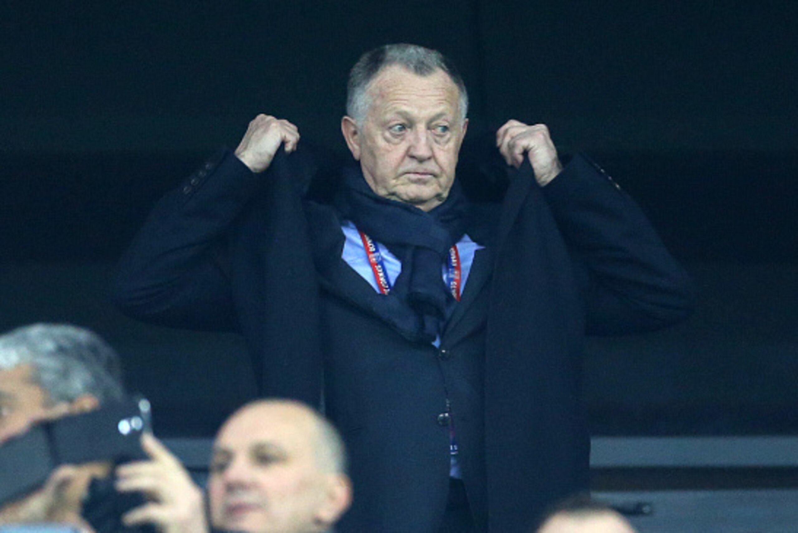 LYON - FEBRUARY 28: President of Lyon Jean-Michel Aulas attends the French Ligue 1 match between Olympique Lyonnais (OL) and Paris Saint-Germain (PSG) at Parc Olympique Lyonnais stadium (Parc OL) on February 28, 2016 in Lyon, France. (Photo by Jean Catuff