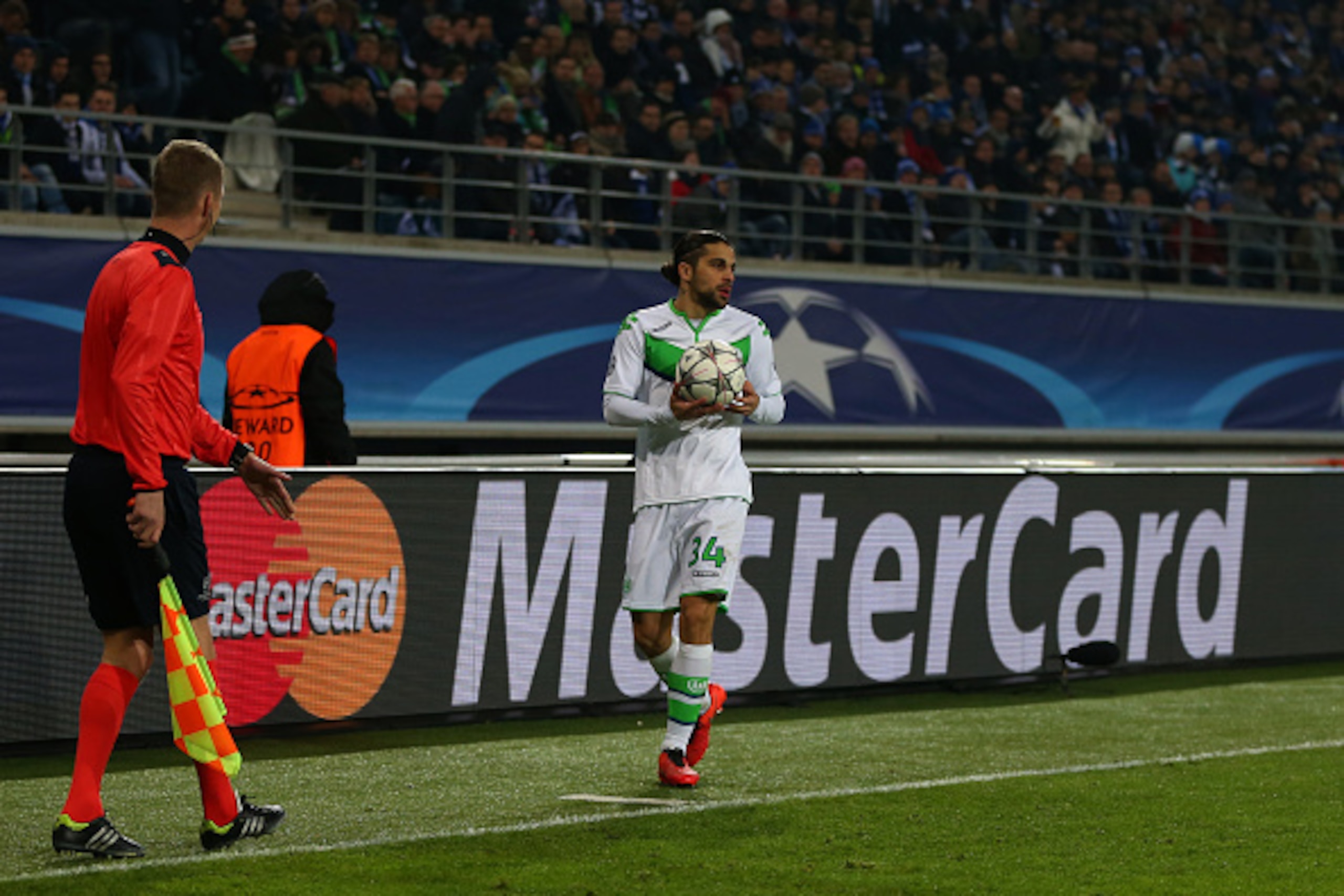 GENT, BELGIUM - FEBRUARY 17 : Ricardo Rodriguez of Wolfsburg during the UEFA Champions League match between KAA Gent and VfL Wolfsburg at Ghelamco Arena, on February 17, 2016 in Gent, Belgium. (Photo by Catherine Ivill - AMA/Getty Images)