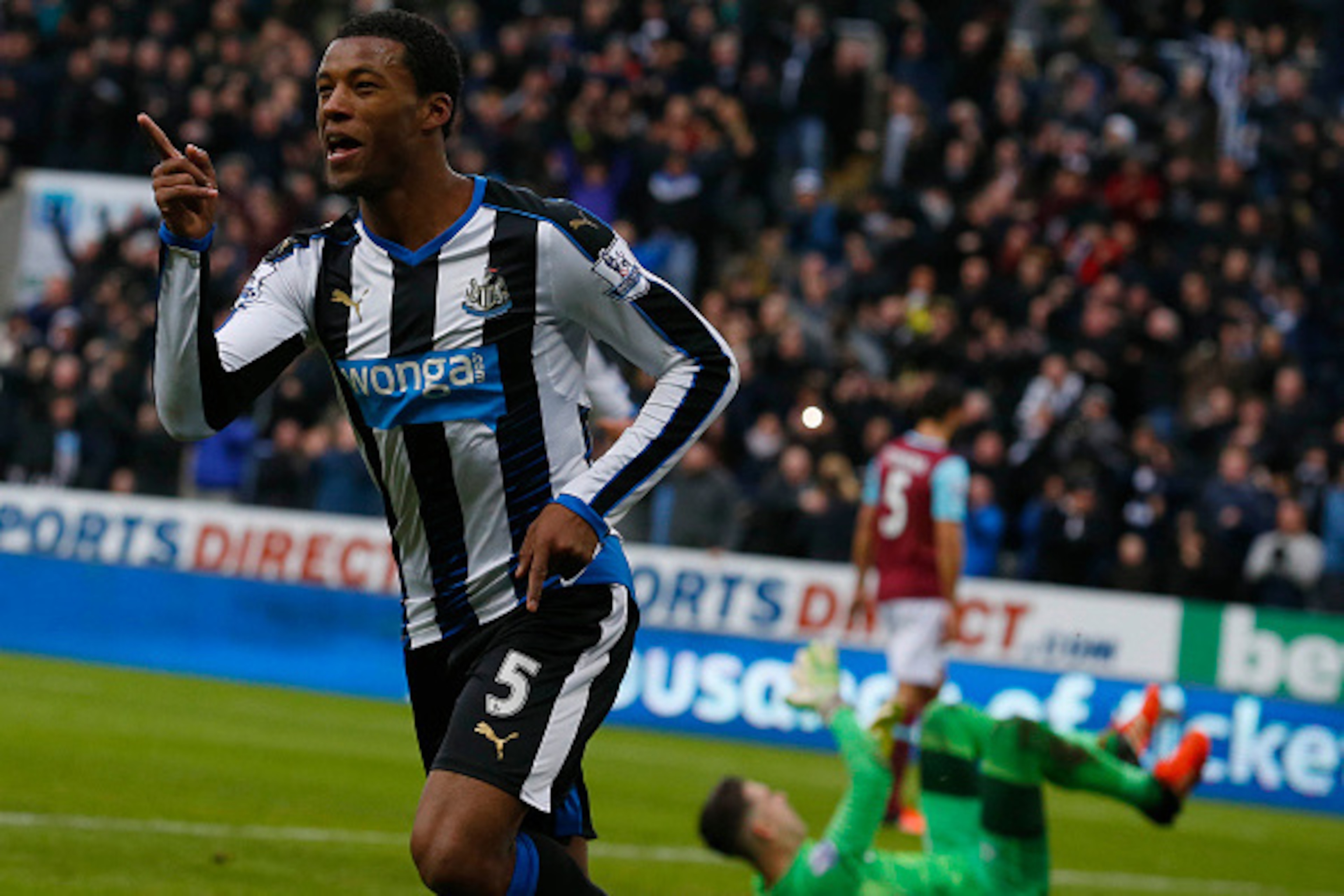 Newcastle United's Dutch midfielder Georginio Wijnaldum celebrates scoring his team's second goal during the English Premier League football match between Newcastle United and West Ham United at St James' Park in Newcastle-upon-Tyne, north east England on Newcastle United's Dutch midfielder Georginio Wijnaldum celebrates scoring his team's second goal during the English Premier League football match between Newcastle United and West Ham United at St James' Park in Newcastle-upon-Tyne, north east England on