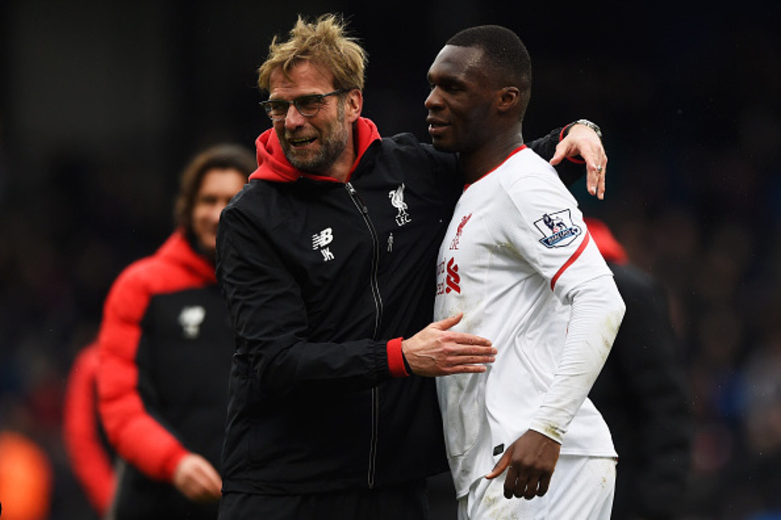 LONDON, ENGLAND - MARCH 06: Jurgen Klopp manager of Liverpool celebrates victory with winning goalscorer Christian Benteke of Liverpool after the Barclays Premier League match between Crystal Palace and Liverpool at Selhurst Park on March 6, 2016 in Lond LONDON, ENGLAND - MARCH 06: Jurgen Klopp manager of Liverpool celebrates victory with winning goalscorer Christian Benteke of Liverpool after the Barclays Premier League match between Crystal Palace and Liverpool at Selhurst Park on March 6, 2016 in Lond