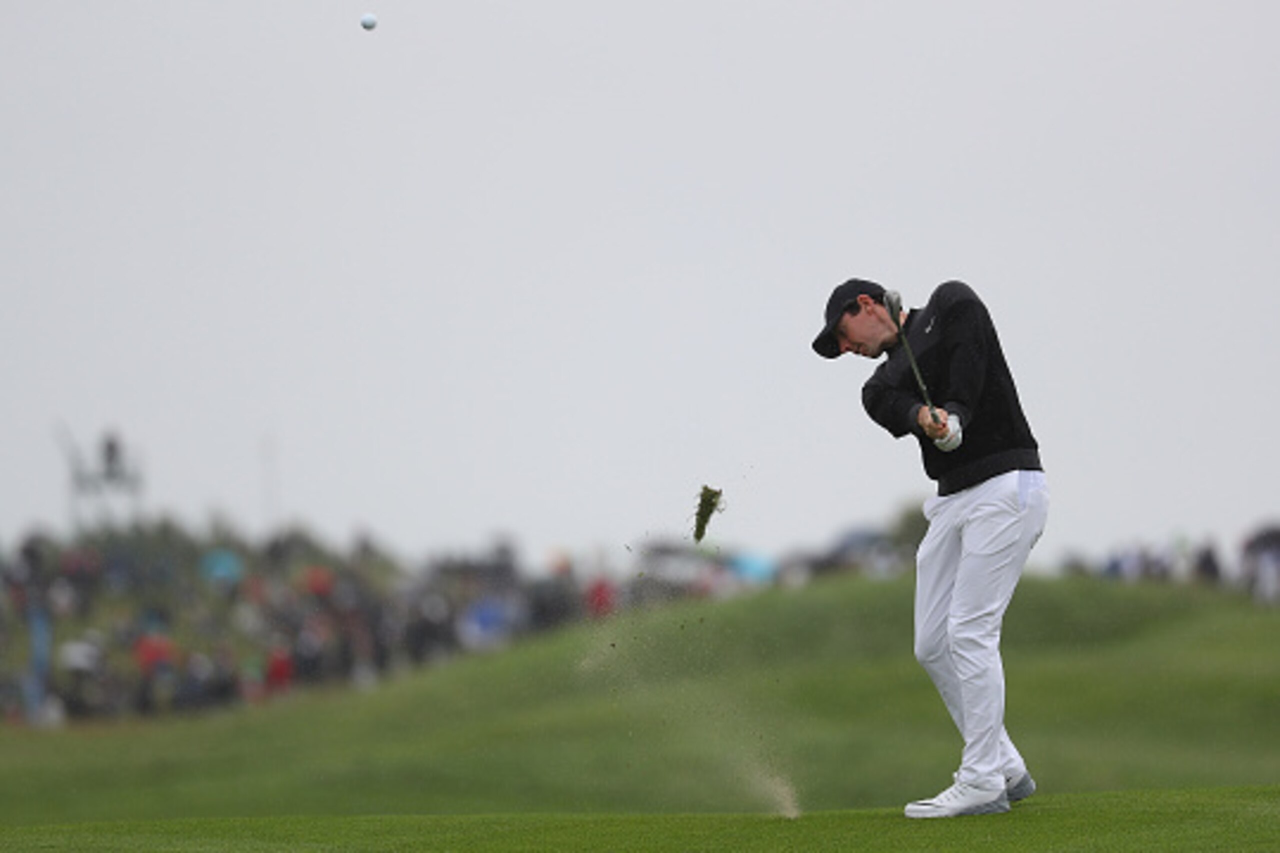 PARIS, FRANCE - JULY 03:  Rory McIlroy of Northern Ireland plays a shot from the 12th fairway during day four of the 100th Open de France at Le Golf National on July 3, 2016 in Paris, France.  (Photo by Matthew Lewis/Getty Images)