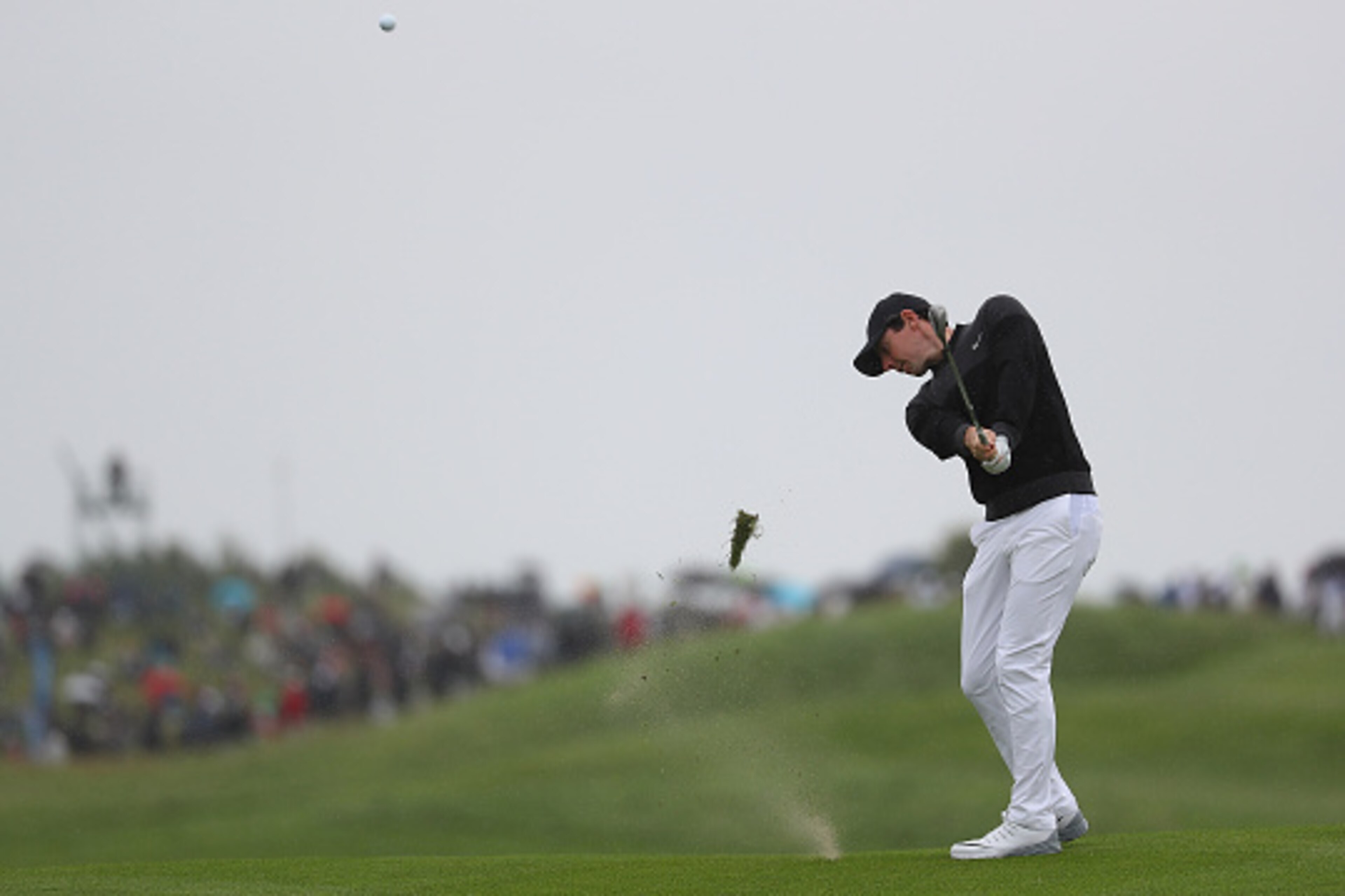 PARIS, FRANCE - JULY 03:  Rory McIlroy of Northern Ireland plays a shot from the 12th fairway during day four of the 100th Open de France at Le Golf National on July 3, 2016 in Paris, France.  (Photo by Matthew Lewis/Getty Images)