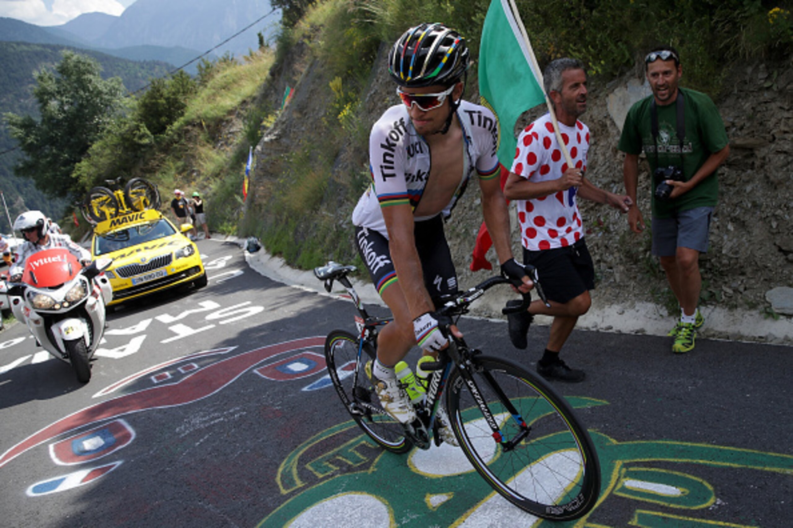 ANDORRA LA VELLA, ANDORRA - JULY 10:  Peter Sagan of Slovakia riding for Tinkoff rides in the breakaway during stage nine of the 2016 Le Tour de France, a 184.5km stage from Vielha Val d'Aran to Andorre Arcalis at  on July 10, 2016 in Andorra la Vella, An