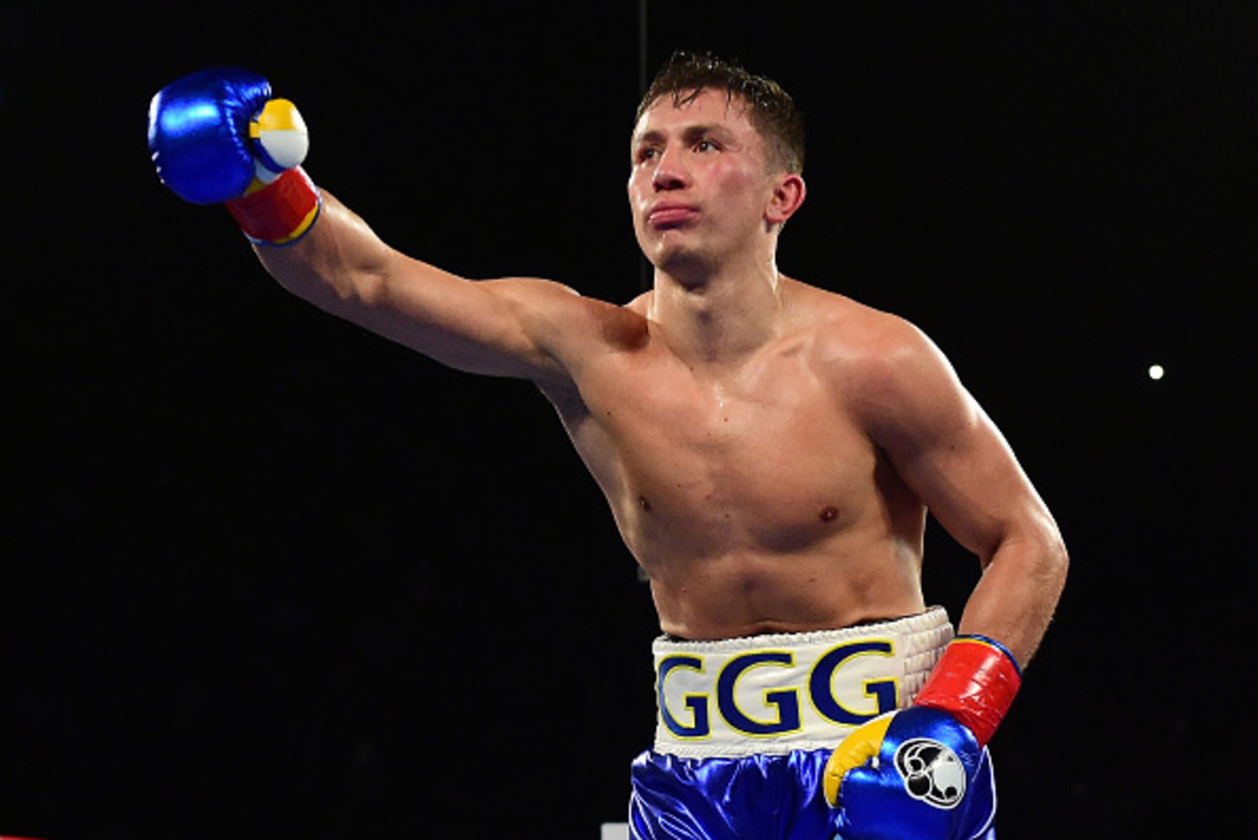 INGLEWOOD, CA - APRIL 23: Gennady Golovkin of Kazakhstan celebrates a second round TKO of Dominic Wade during his unified middleweight title fight at The Forum on April 23, 2016 in Inglewood, California. (Photo by Harry How/Getty Images) INGLEWOOD, CA - APRIL 23: Gennady Golovkin of Kazakhstan celebrates a second round TKO of Dominic Wade during his unified middleweight title fight at The Forum on April 23, 2016 in Inglewood, California. (Photo by Harry How/Getty Images)