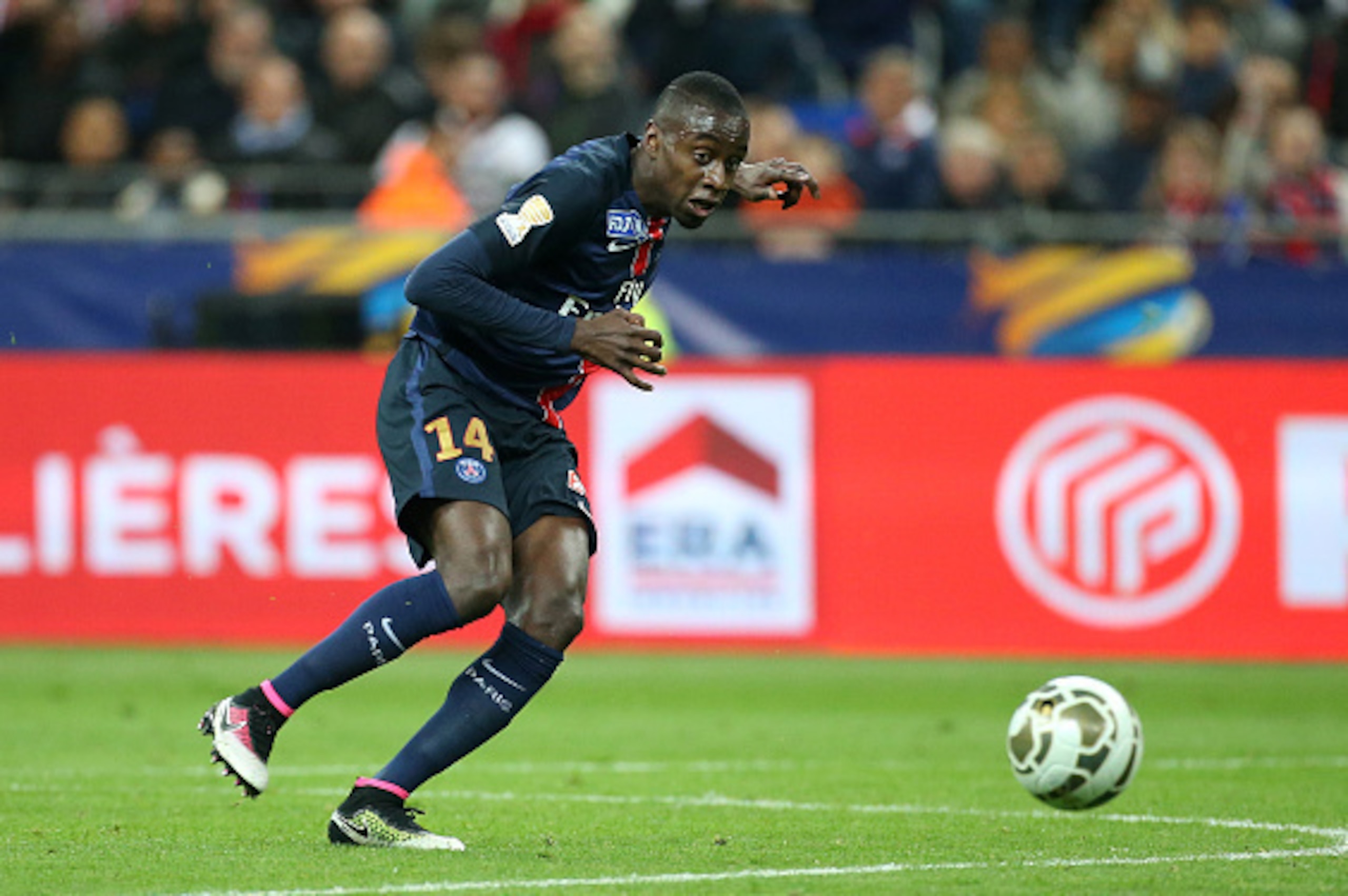 PARIS, FRANCE - APRIL 23: Blaise Matuidi of PSG in action during the French League Cup final (finale de la Coupe de la Ligue) between Paris Saint-Germain (PSG) and Lille OSC (LOSC) at Stade de France on April 23, 2016 in Saint-Denis nearby Paris. (Photo b