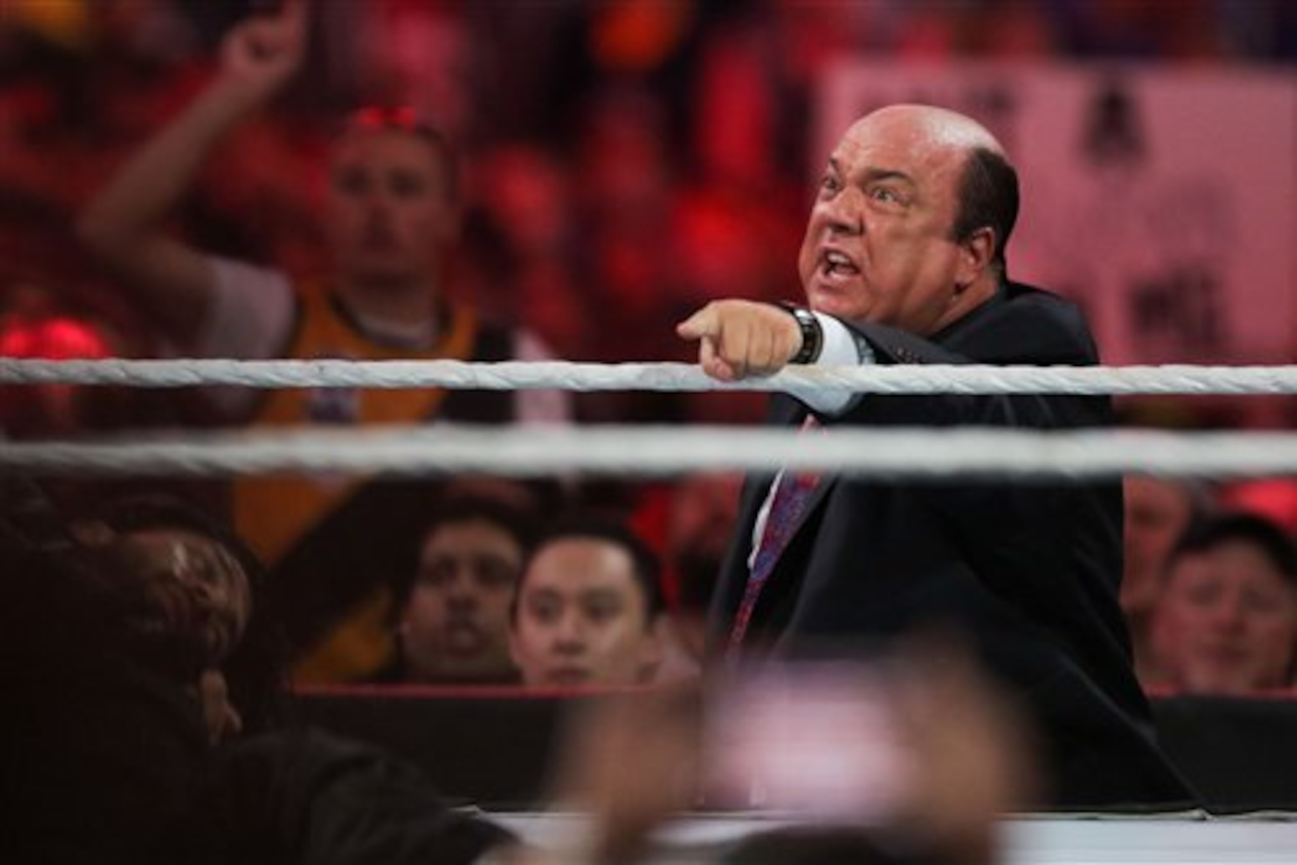 Paul Heyman at ringside.