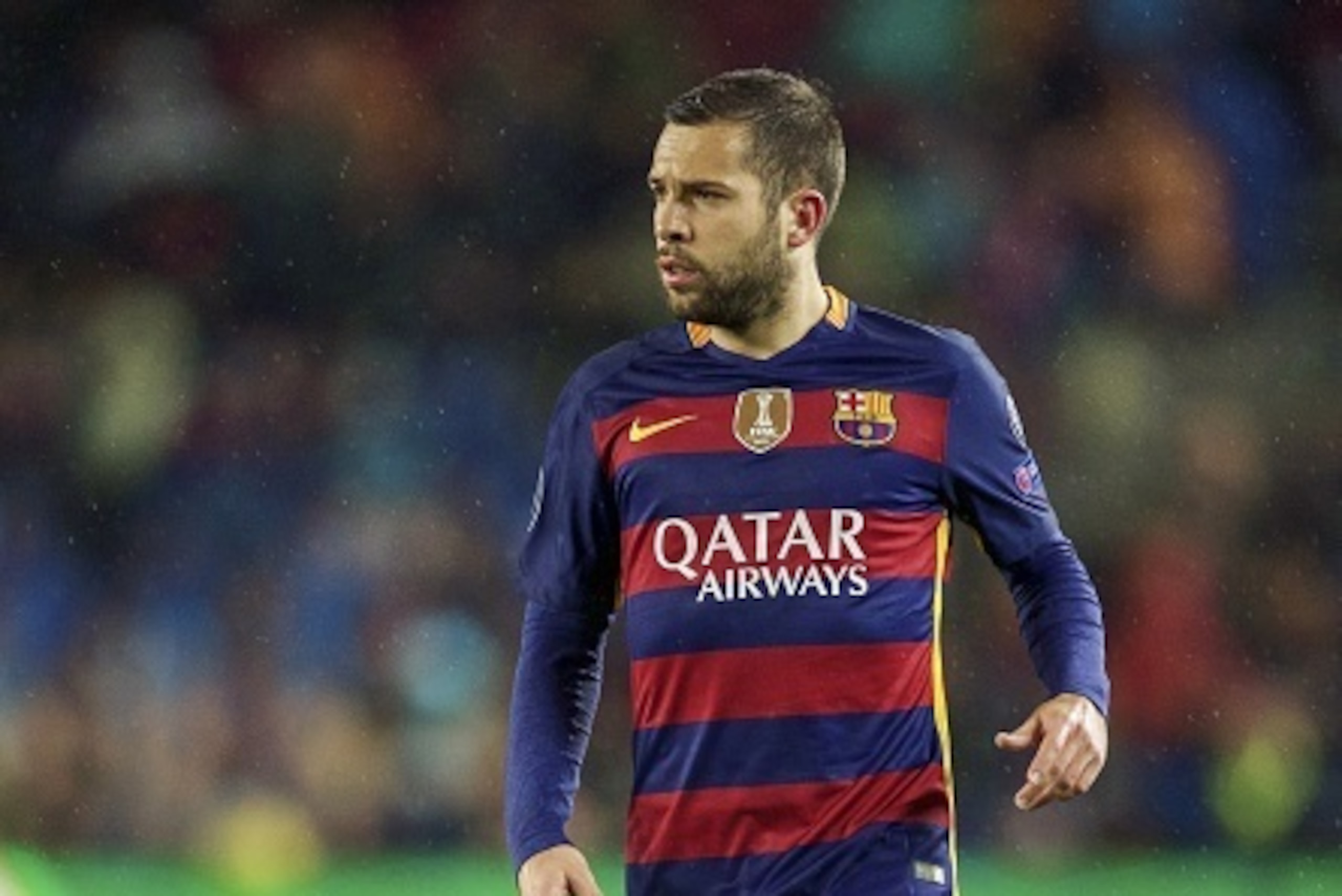 Jordi Alba of FC Barcelona during the UEFA Champions League round of 16 match between FC Barcelona and Arsenal on March 16, 2015 at the CampNou stadium in Barcelona, Spain.(Photo by VI Images via Getty Images) Jordi Alba of FC Barcelona during the UEFA Champions League round of 16 match between FC Barcelona and Arsenal on March 16, 2015 at the CampNou stadium in Barcelona, Spain.(Photo by VI Images via Getty Images)