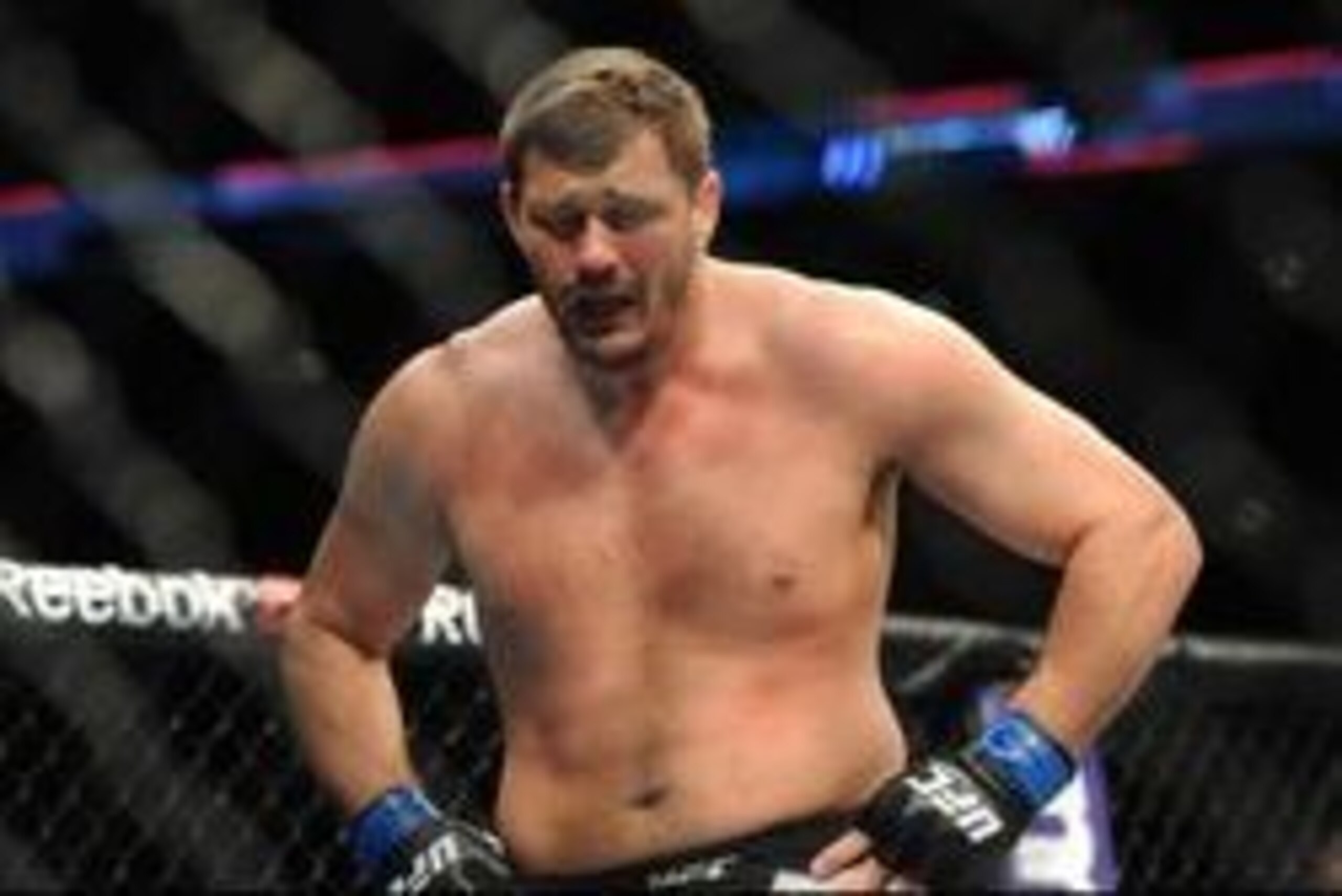 Jan 17, 2016; Boston, MA, USA; Matt Mitrione (blue) looks on between rounds of a heavyweight bout against Travis Browne (not pictured) at UFC Fight Night at the TD Garden. Browne won after three rounds by technical knock-out.   Mandatory Credit: Bob DeChi