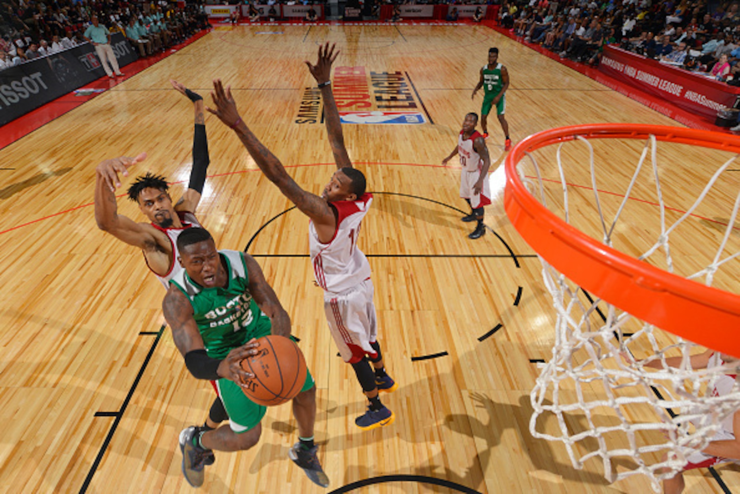 LAS VEGAS, NV - JULY 13: Terry Rozier #12 of the Boston Celtics shoots the ball against the Cleveland Cavaliers during the 2016 NBA Las Vegas Summer League game on July 13, 2016 at the Cox Pavillion in Las Vegas, Nevada. NOTE TO USER: User expressly ackno