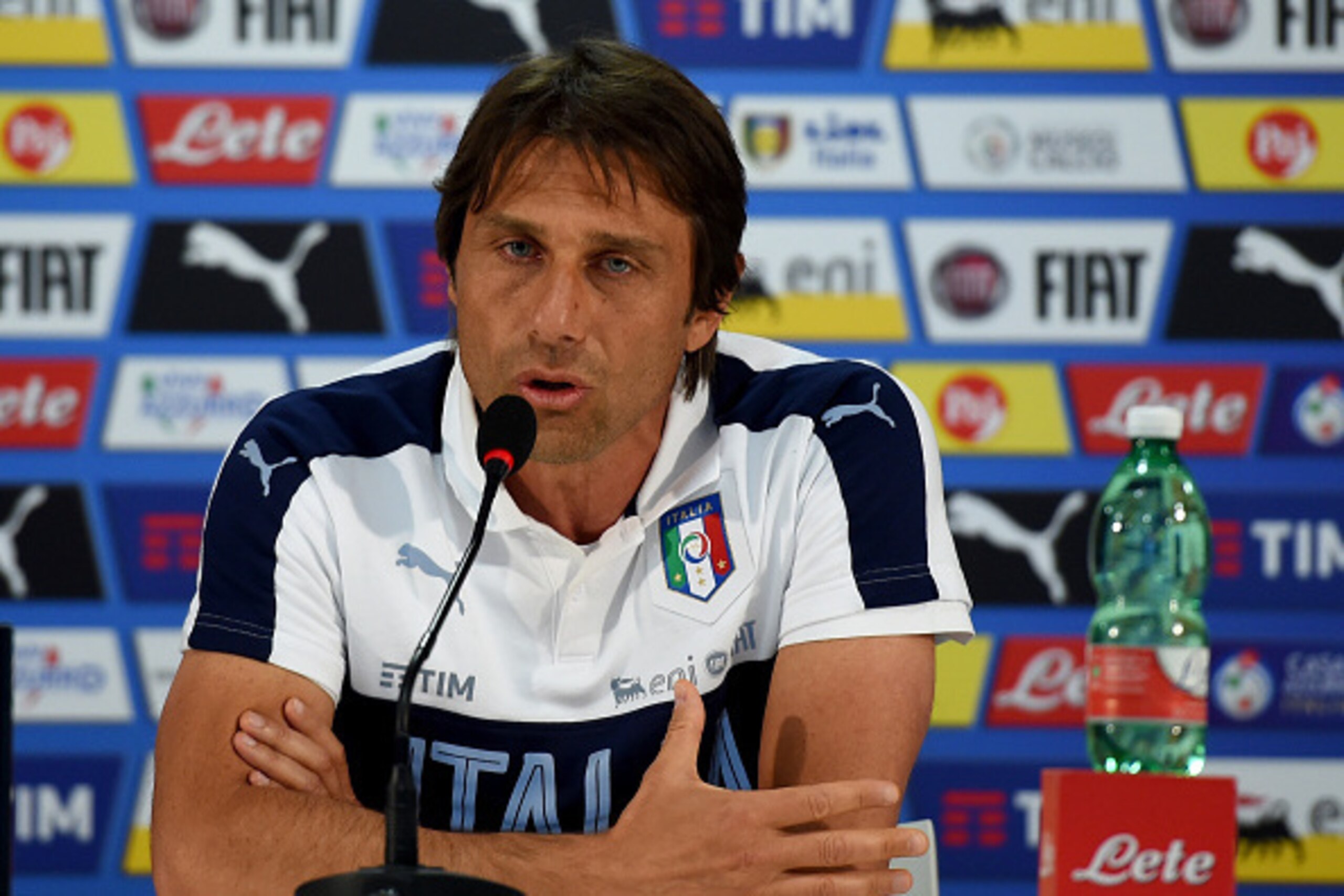 MONTPELLIER, FRANCE - JULY 03:  Head coach Italy Antonio Conte speaks with a media during his last press conference at Casa Azzurri on July 03, 2016 in Montpellier, France.  (Photo by Claudio Villa/Getty Images)