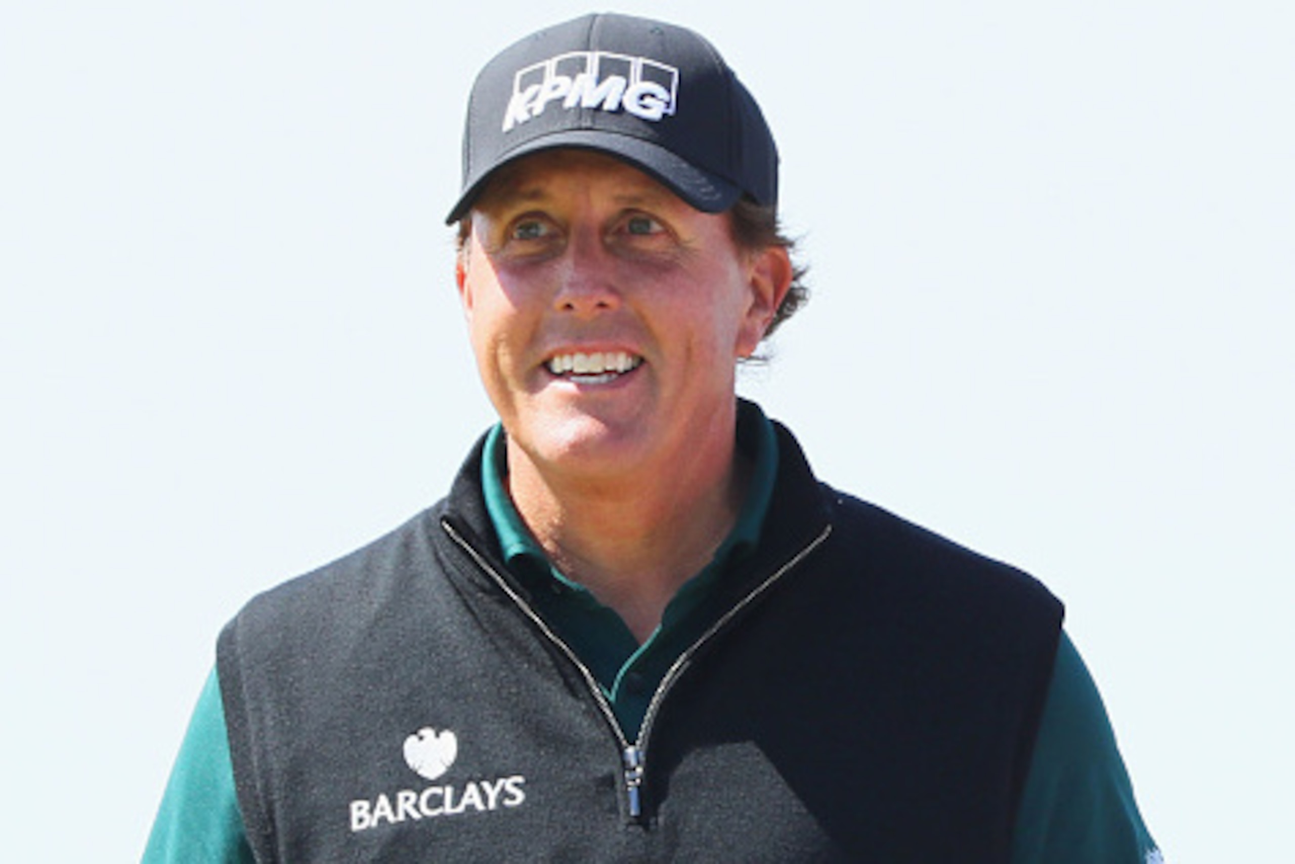 TROON, SCOTLAND - JULY 14:  Phil Mickelson of the United States smiles on the sixth hole during the first round on day one of the 145th Open Championship at Royal Troon on July 14, 2016 in Troon, Scotland.  (Photo by Andrew Redington/Getty Images)