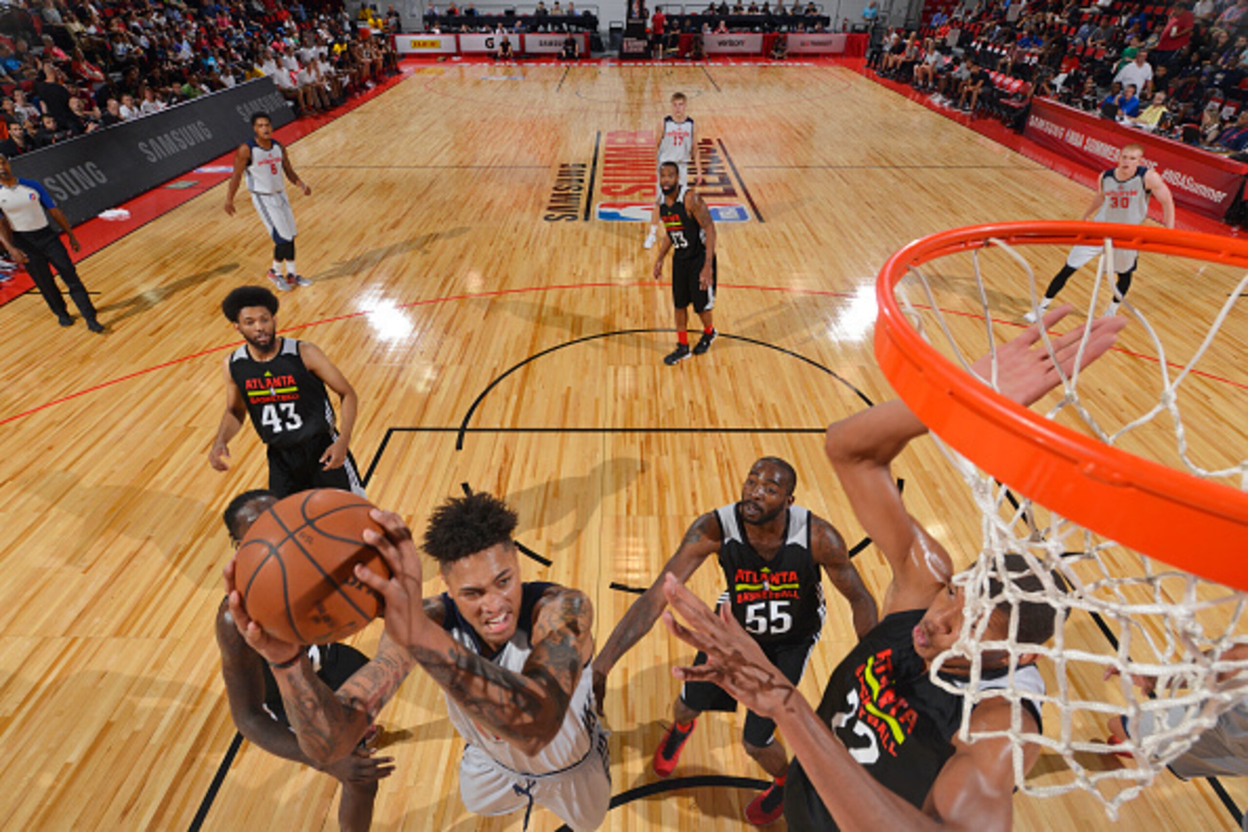 LAS VEGAS, NV - JULY 14:  Kelly Oubre Jr. #12 of the Washington Wizards shoots the ball against the Atlanta Hawks during the 2016 NBA Las Vegas Summer League game on July 14, 2016 at the Cox Pavillion in Las Vegas, Nevada. NOTE TO USER: User expressly ack
