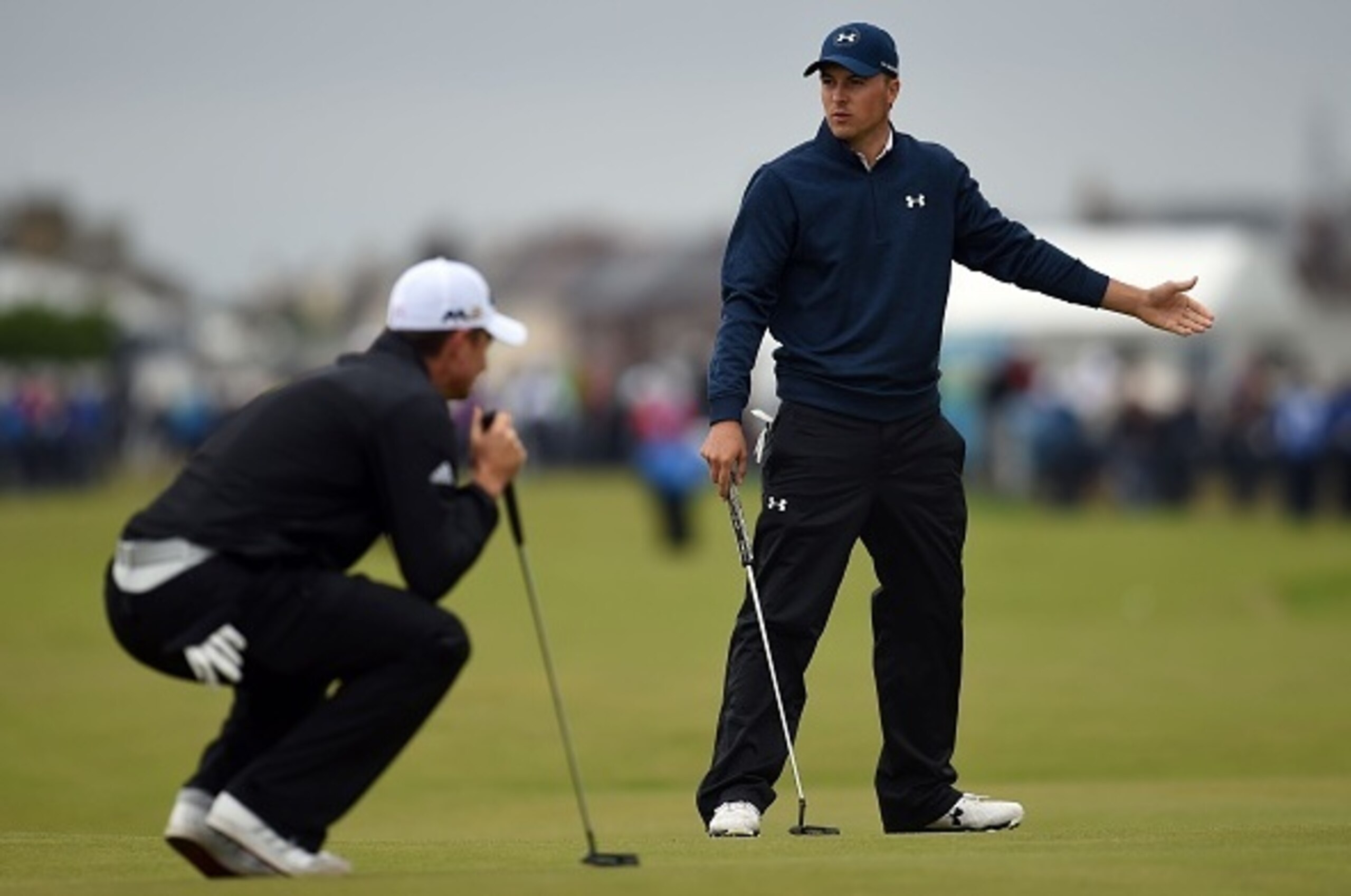 US golfer Jordan Spieth gestures on the 1st green during his second round on day two of the 2016 British Open Golf Championship at Royal Troon in Scotland on July 15, 2016.
The second round got underway on Friday morning, with expectations for far more tr