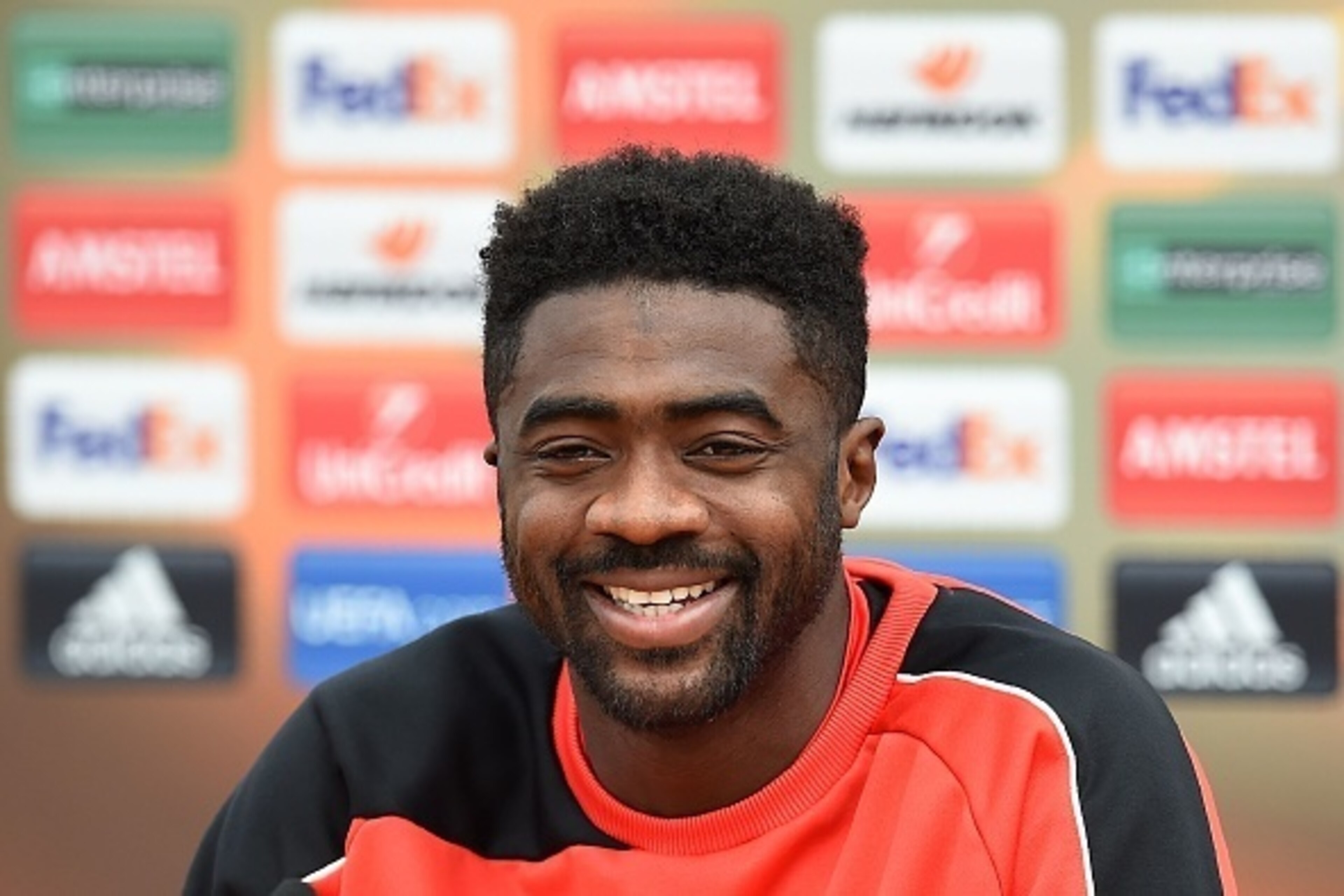 Liverpool's Ivorian defender Kolo Toure speaks during a press conference in Liverpool, north west England, on May 13, 2016.
Liverpool face Sevilla in the Europa League on May 18, 2016, with both silverware and a Champions League place up for grabs and Klo