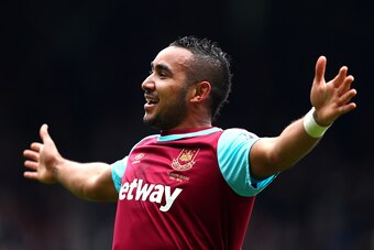 LONDON, ENGLAND - APRIL 02:  Dimitri Payet of West Ham United celebrates scoring his team's second goal during the Barclays Premier League match between West Ham United and Crystal Palace at the Boleyn Ground on April 2, 2016 in London, England.  (Photo b
